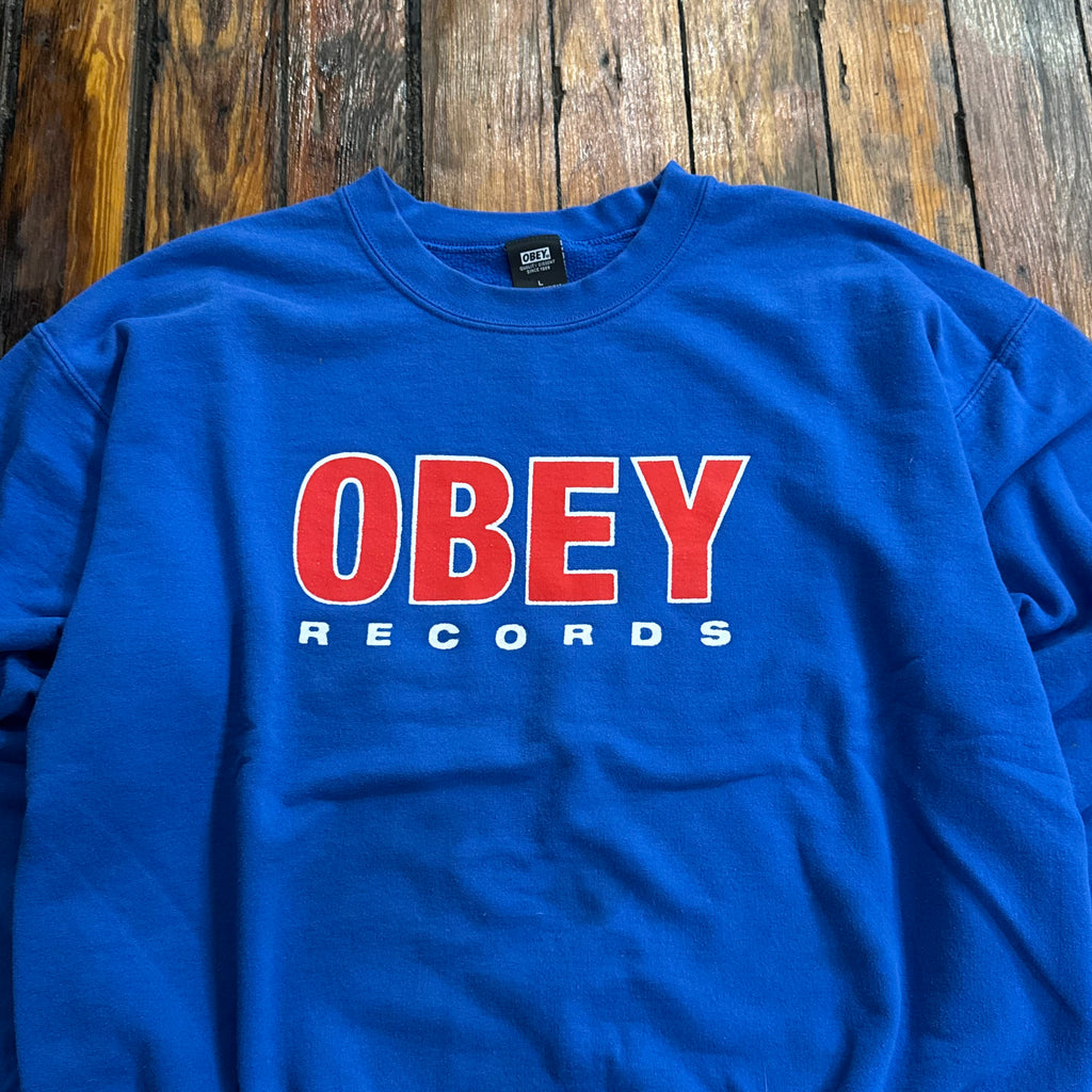 Y2K Obey Records CrewNeck Sz L