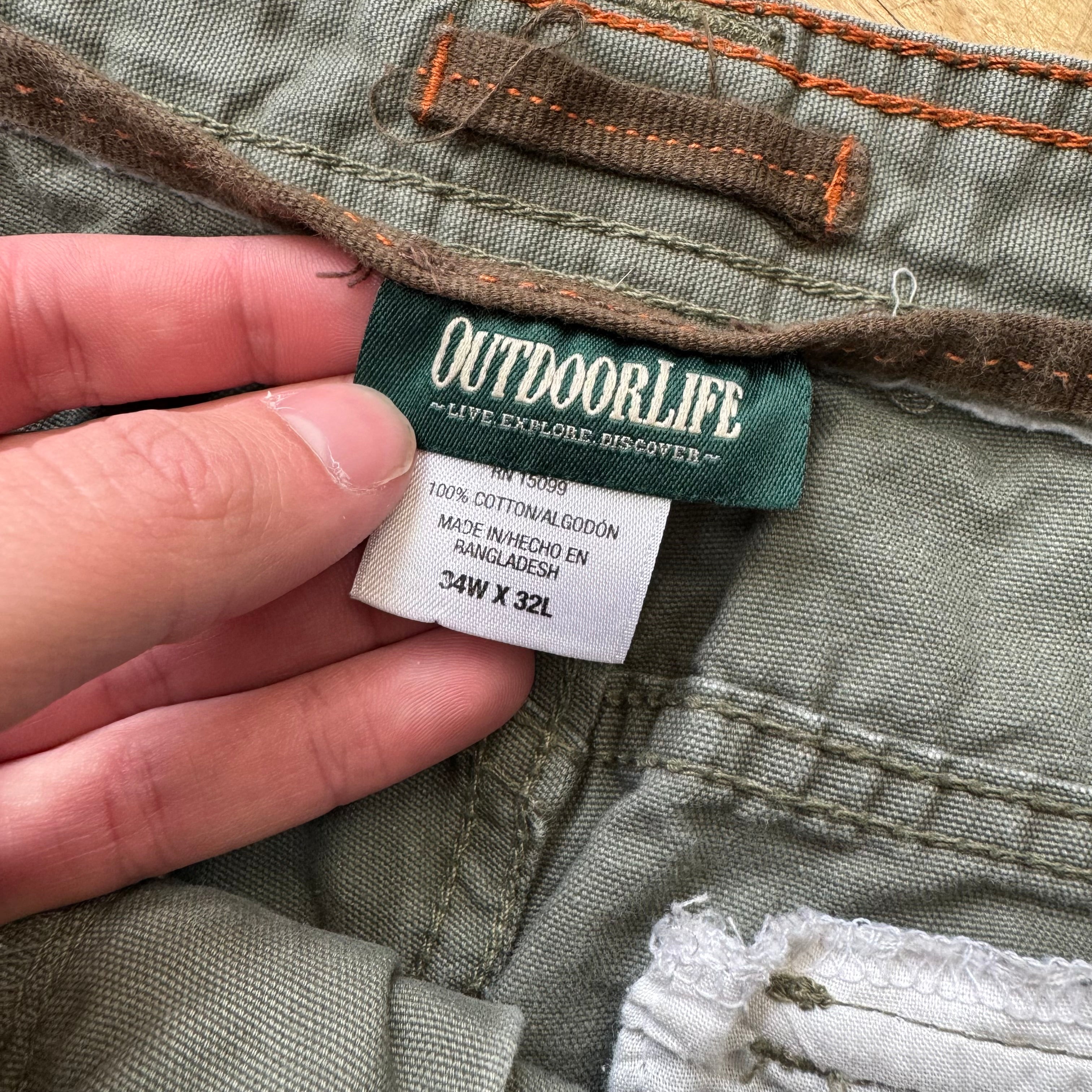 Vintage Outdoor Life Olive Cargo Khakis Sz 34x32