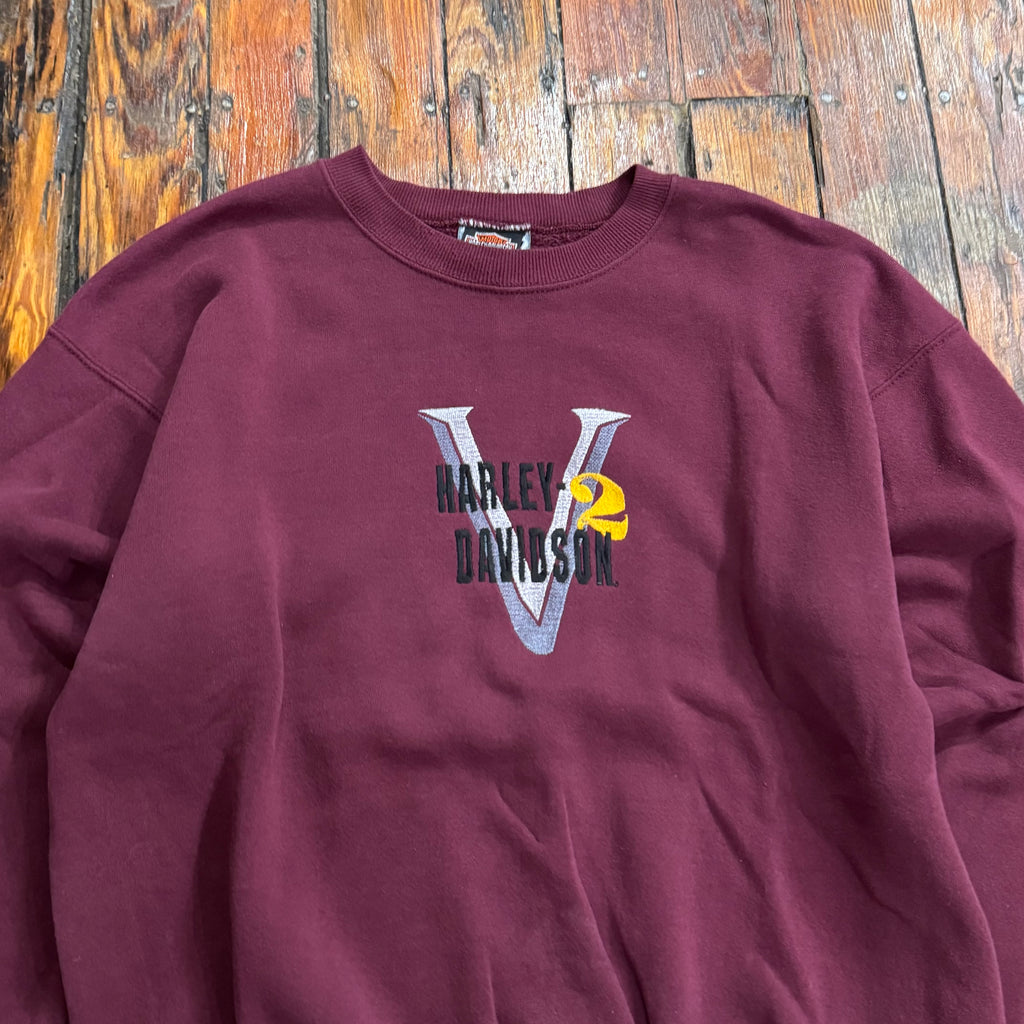 Vintage Harley Davidson V2 Embroidered Crewneck Sz XL