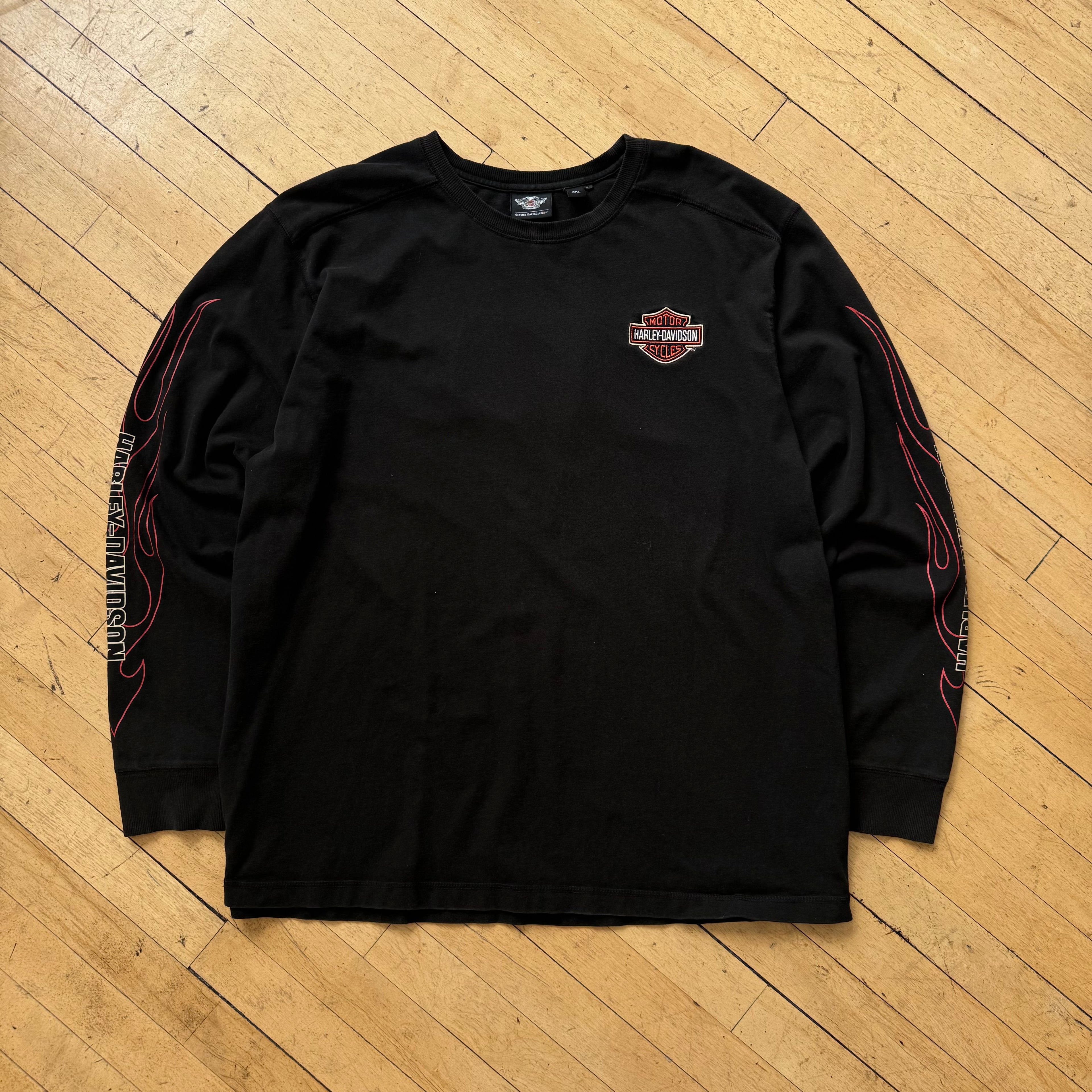 Vintage Harley Davidson Flame Embroidered T-shirt Sz XXL