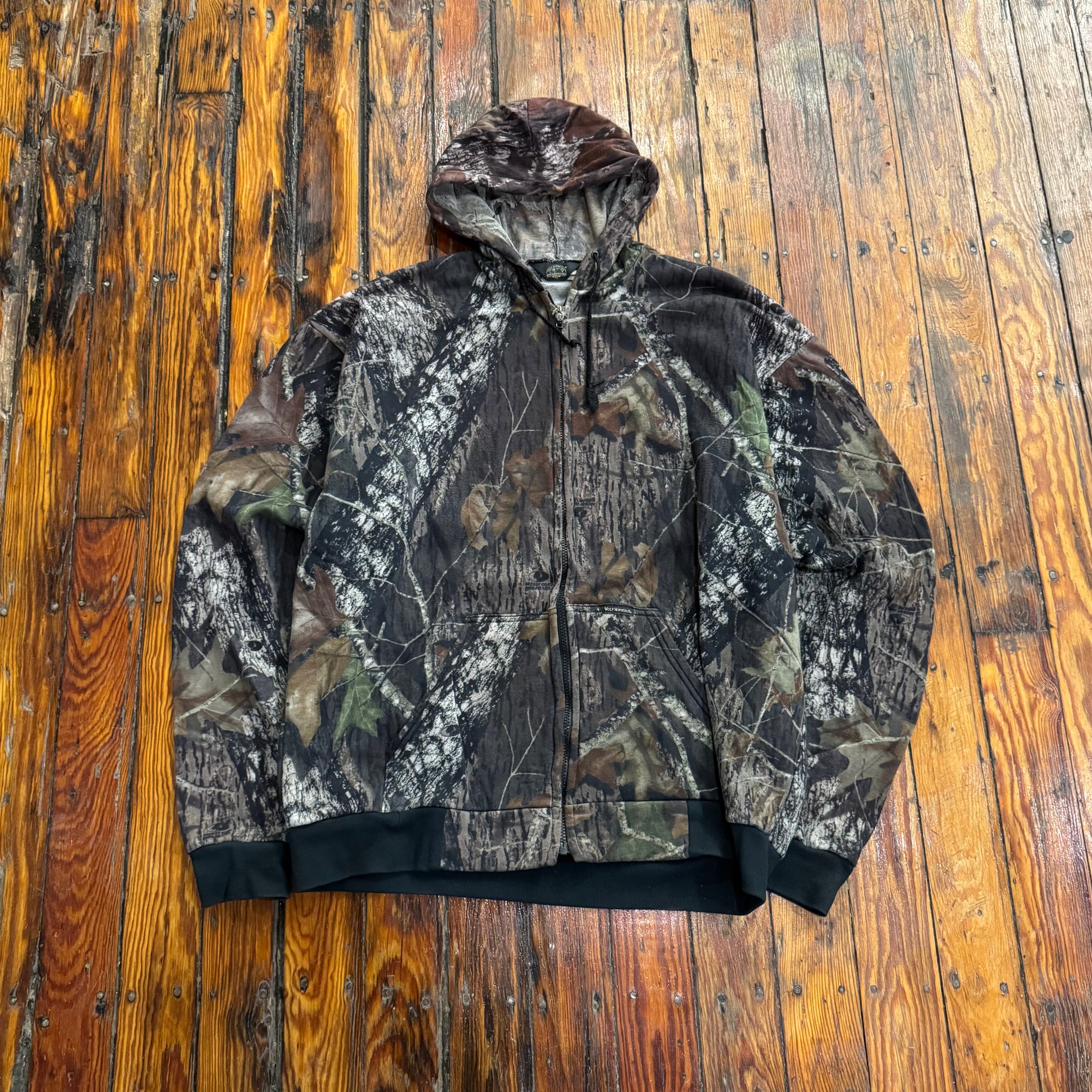 Vintage Camo Zip-Up Hoodie Sz XL