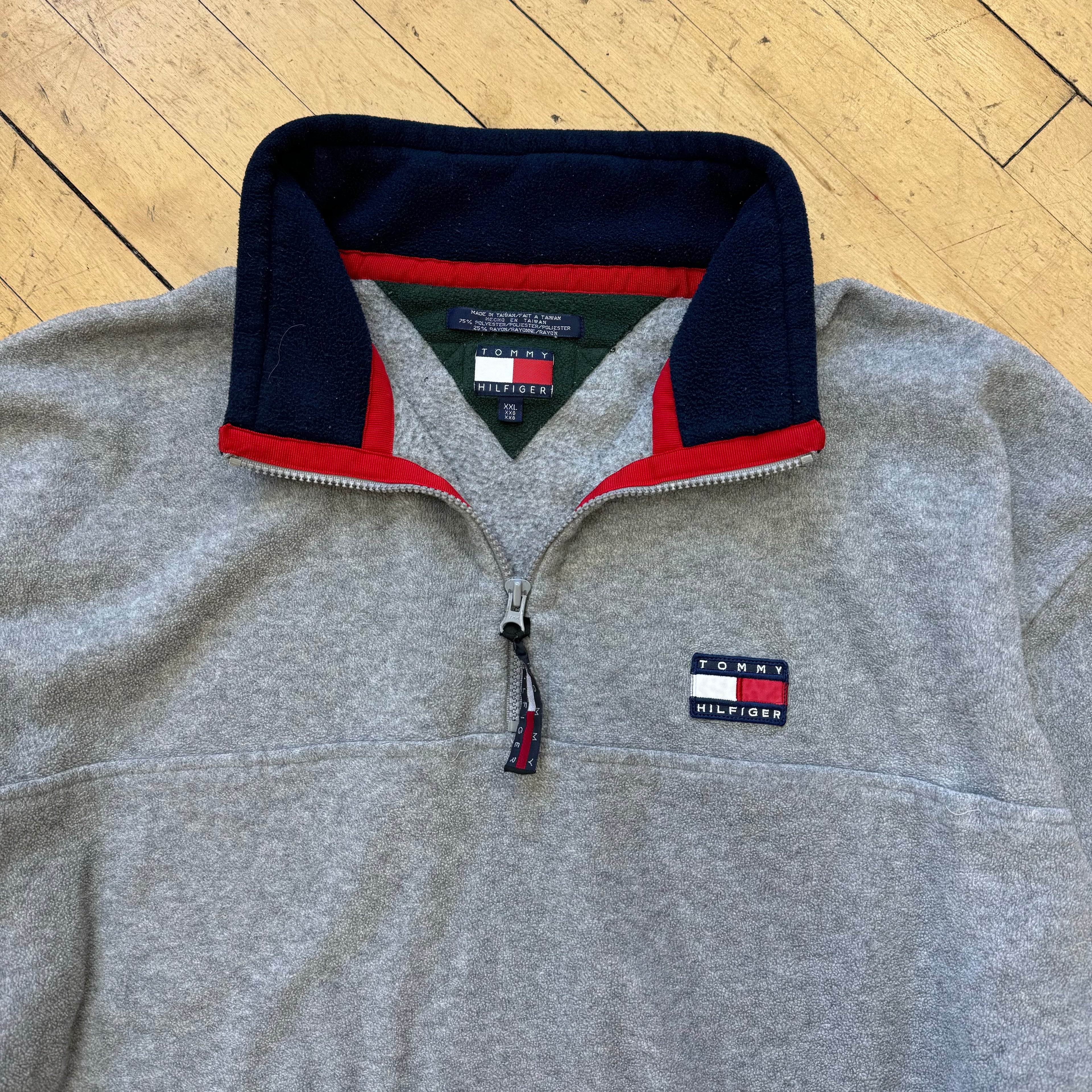 Vintage Tommy Hilfiger Quarter Zip Fleece Jacket Sz XXL