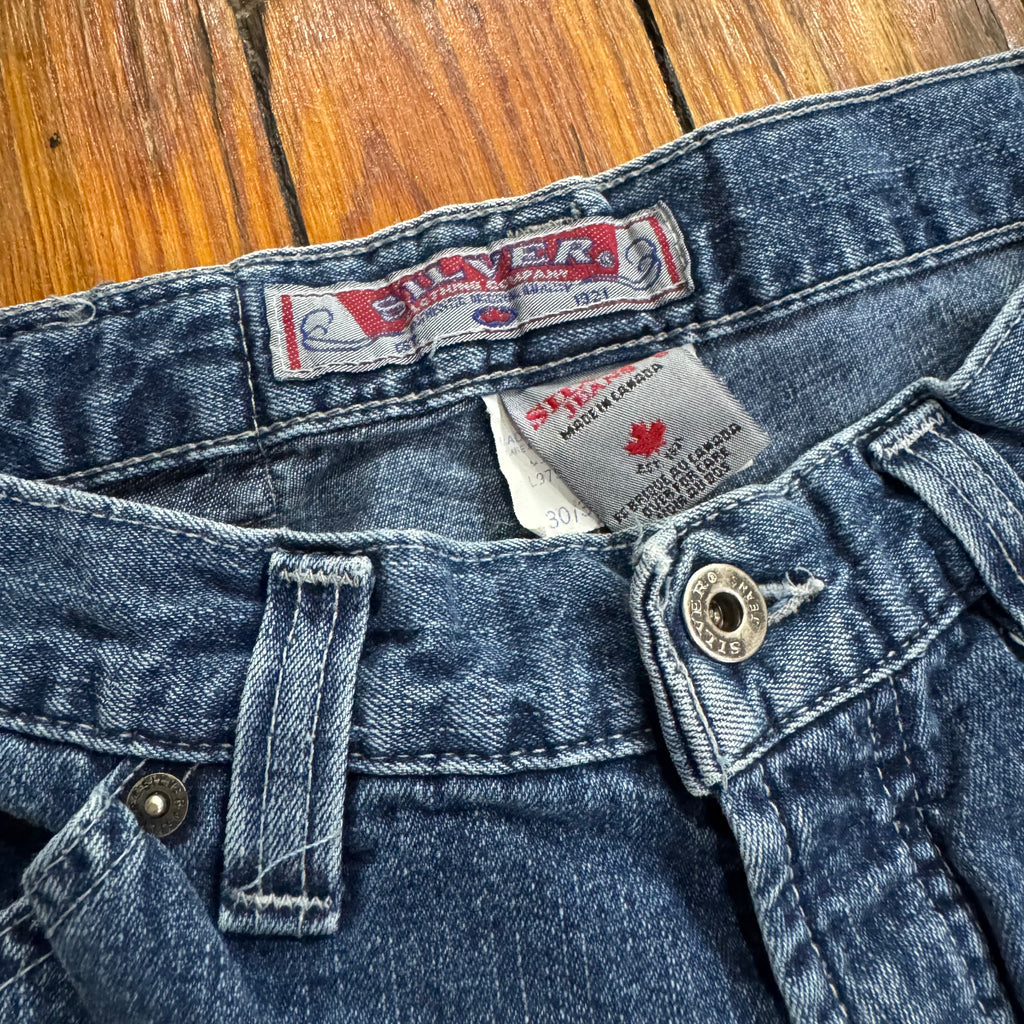 Vintage Baggy Silver Denim Jeans Sz 30