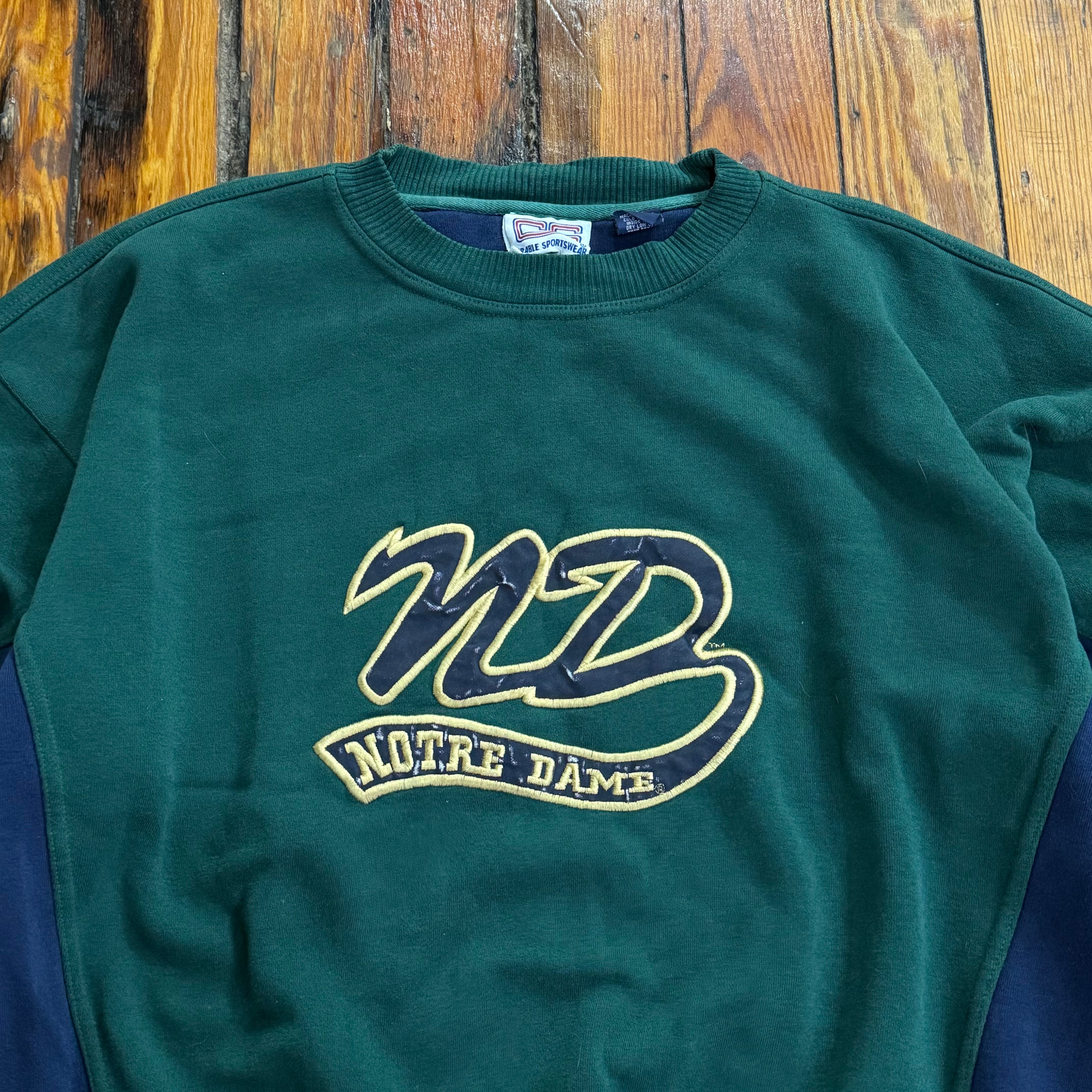Vintage Notre Dame Embroidered Crewneck Sz L