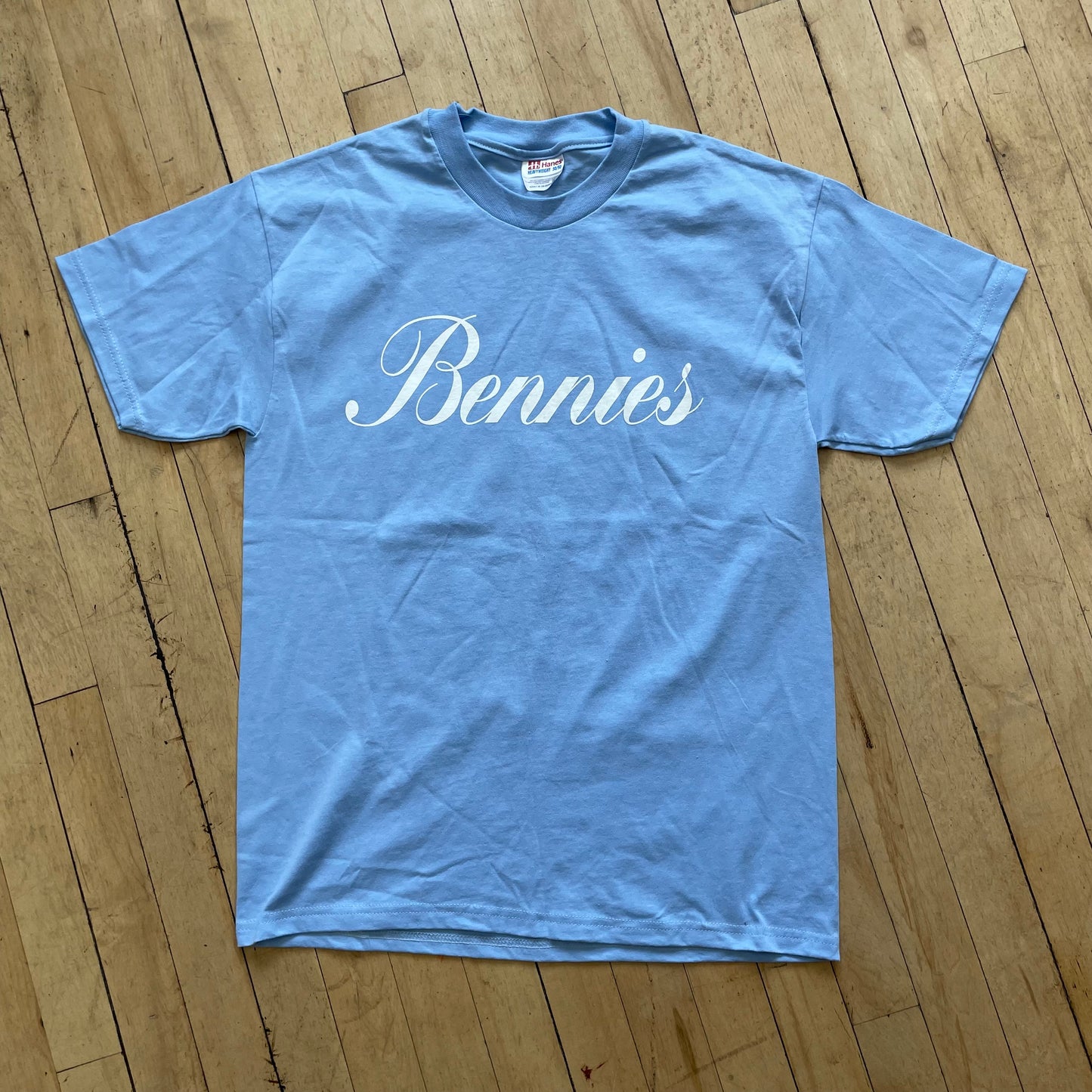 Vintage Light Blue Bennies SpellOut T-shirt Sz M