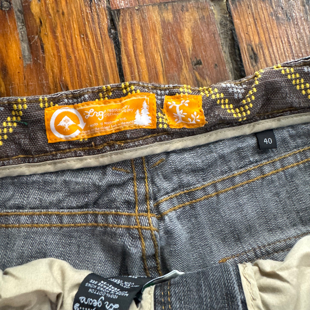 Y2K LNG Faded BLK Denim Jeans Sz 40