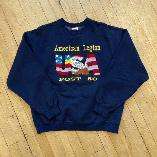 Vintage American Legion Post 50 Embroidered Crewneck Sz L