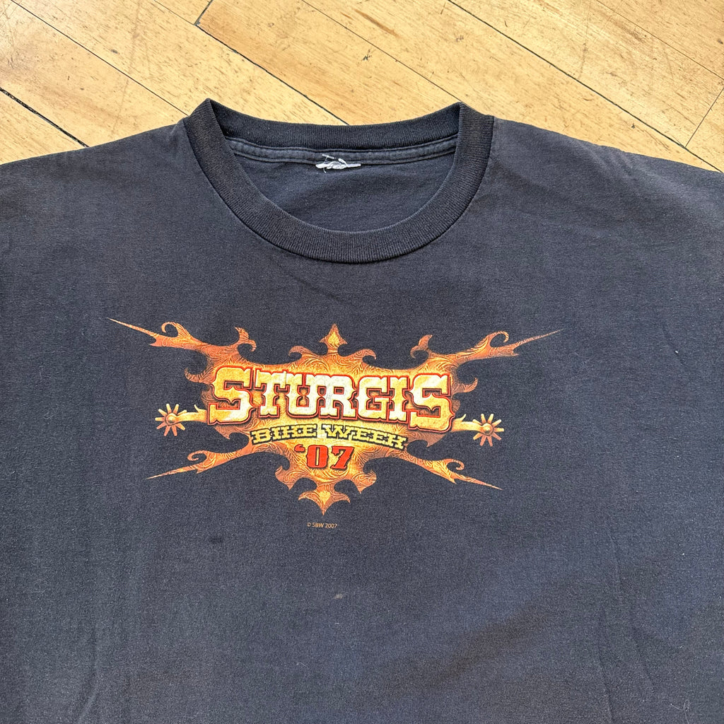 Sturgis Mount Rushmore Flame Graphic T-shirt Sz L