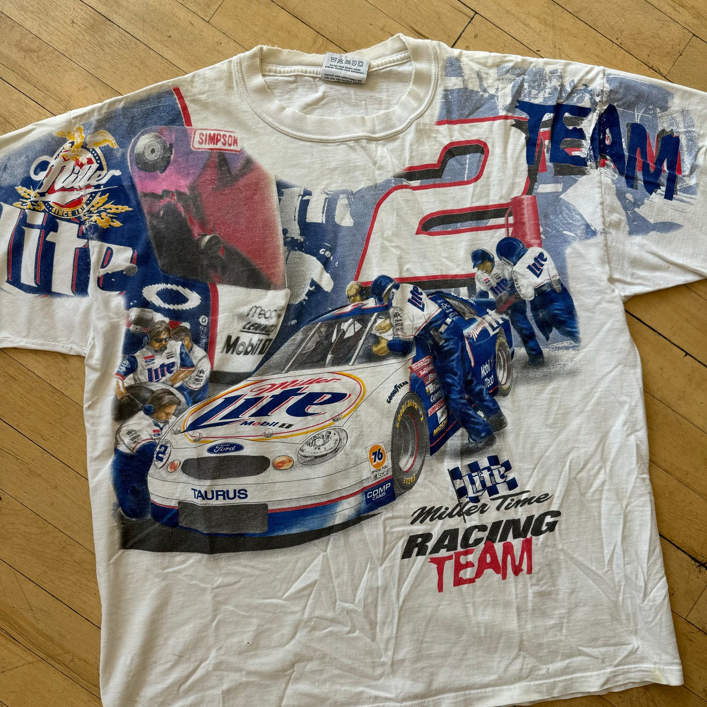 Vintage Nascar Miller Lite AOP T-shirt Sz L