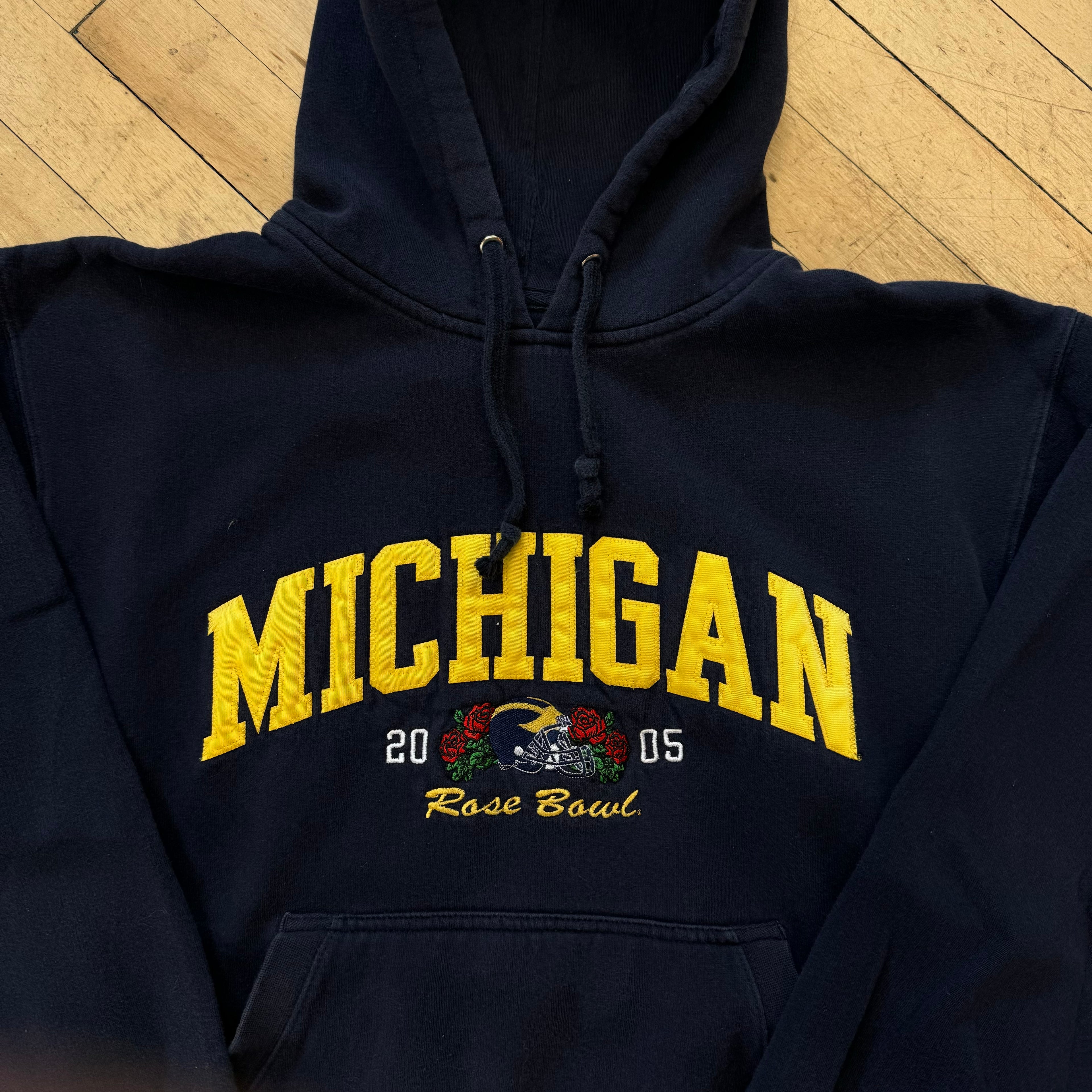 Vintage Michigan Rose Bowl SpellOut Hoodie Sz L