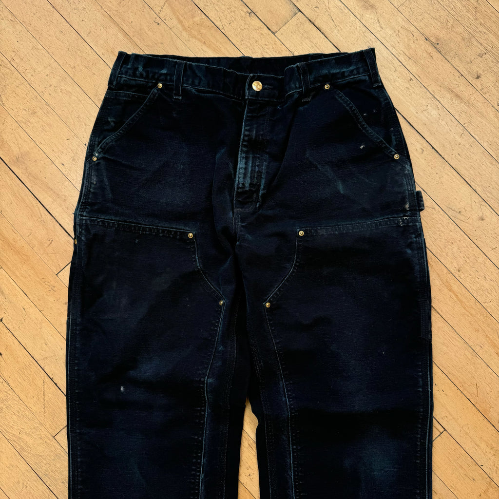 Vintage Faded BLK Carhartt Double Knee Denim Jeans Sz 36x30
