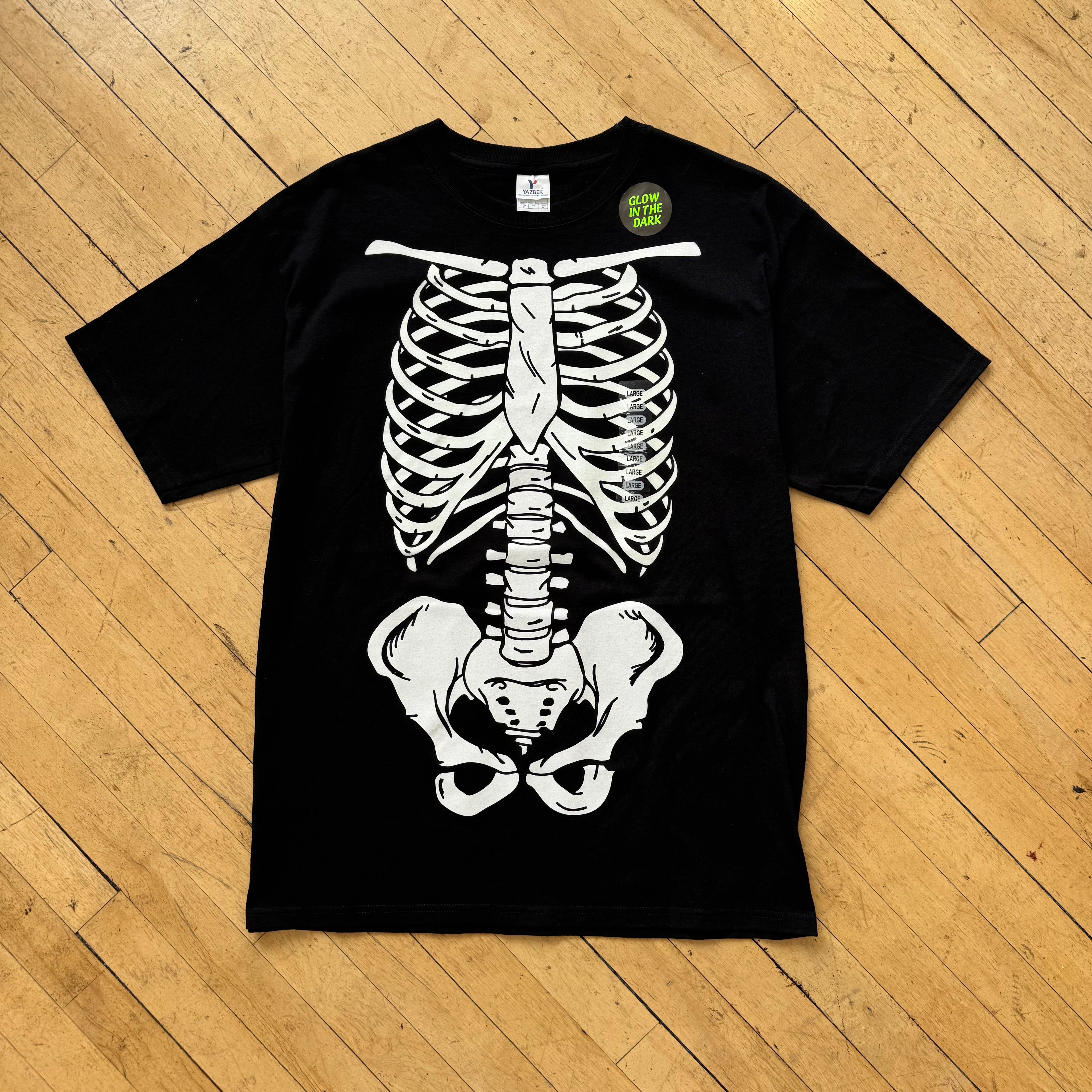 Y2K Glow In the Dark Skeleton T-shirt Sz XL (New)