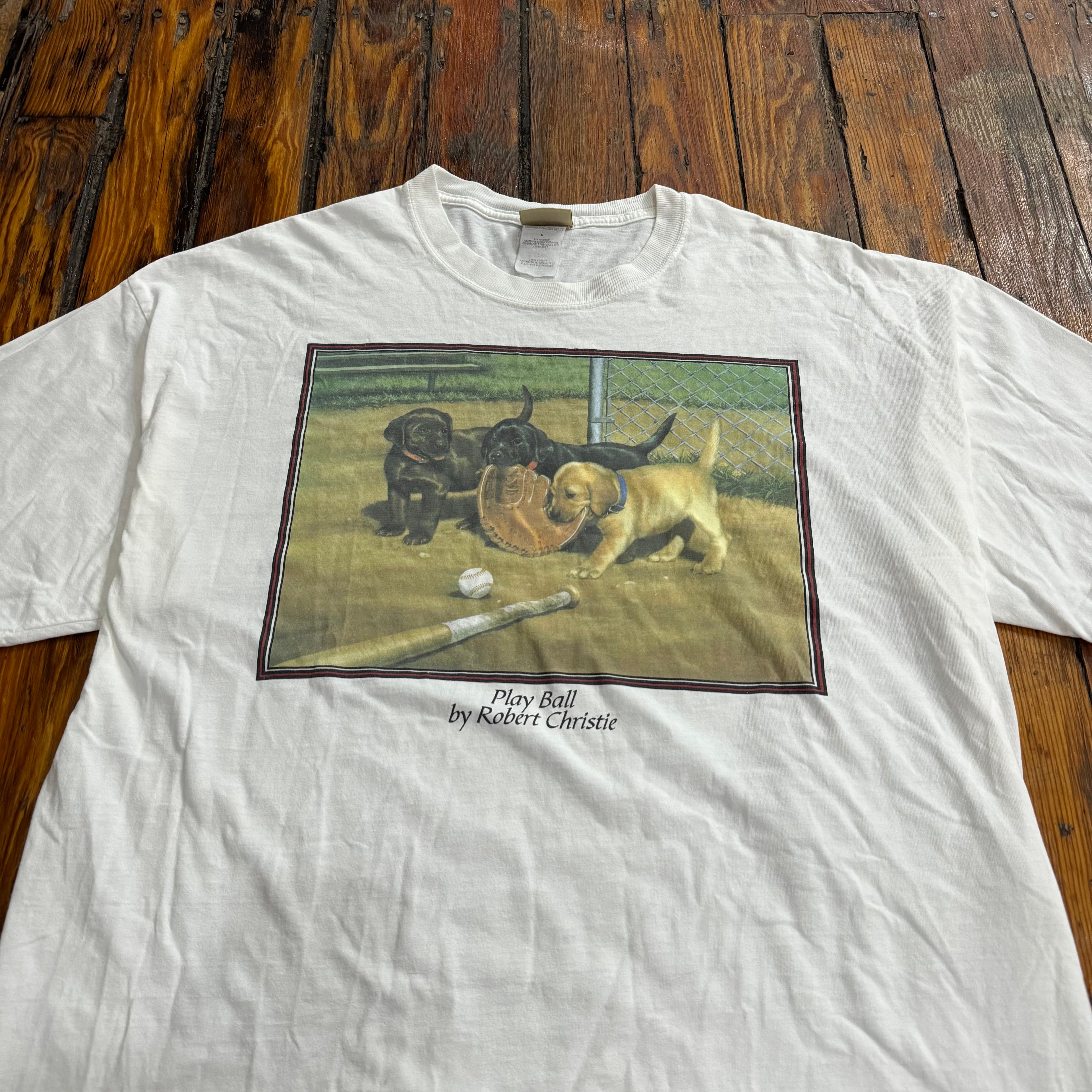 Vintage Red Head Play Ball Dog T-shirt Sz XL