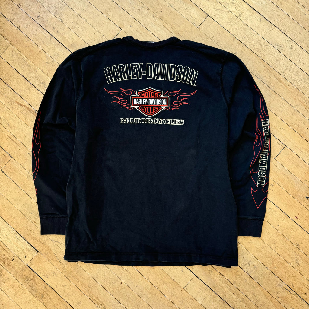 Vintage Harley Davidson Flame Long Sleeve T-shirt Sz XXL