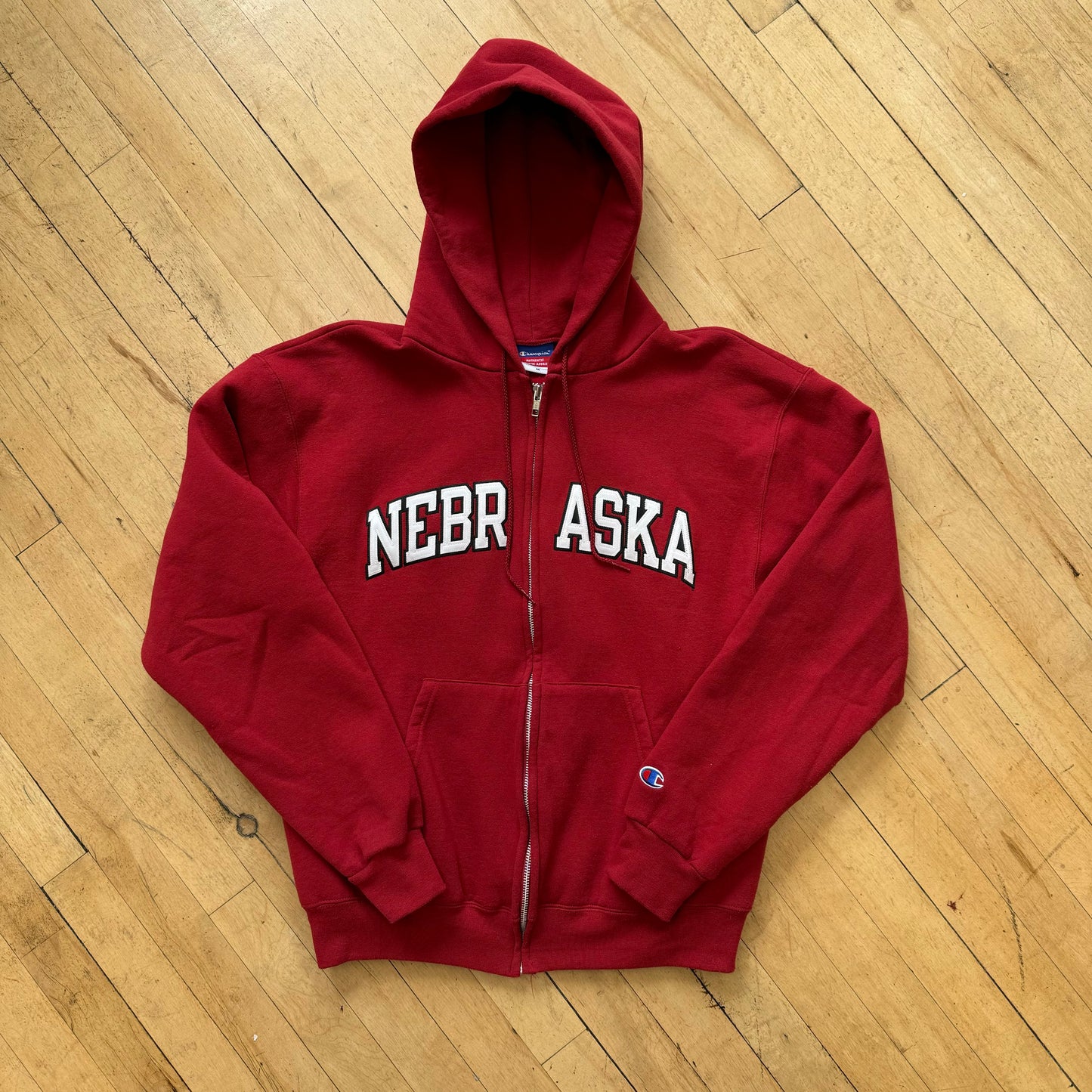 Vintage Nebraska SpellOut Zip Up Hoodie Sz M