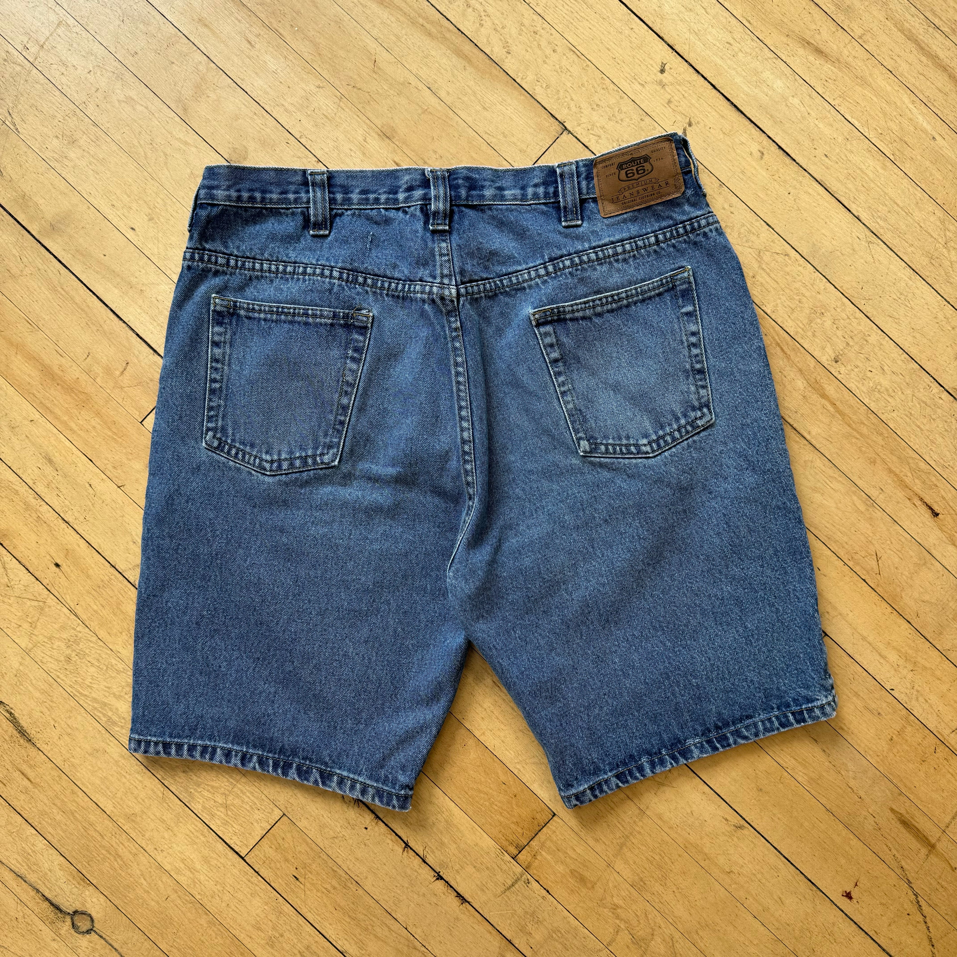 Vintage Route 66 Denim Jean Shorts Sz 38