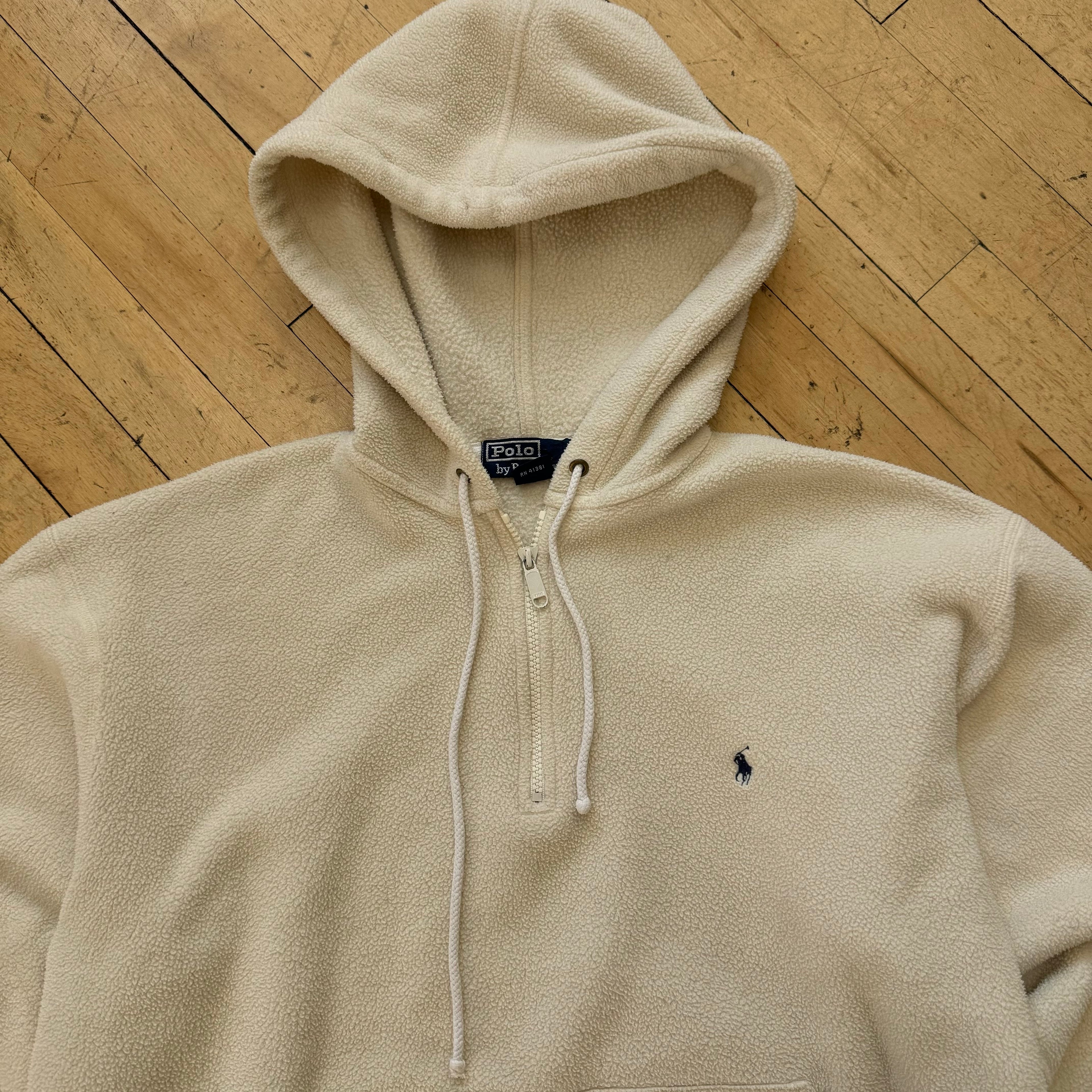 Vintage Fleece Polo Hoodie Sz M