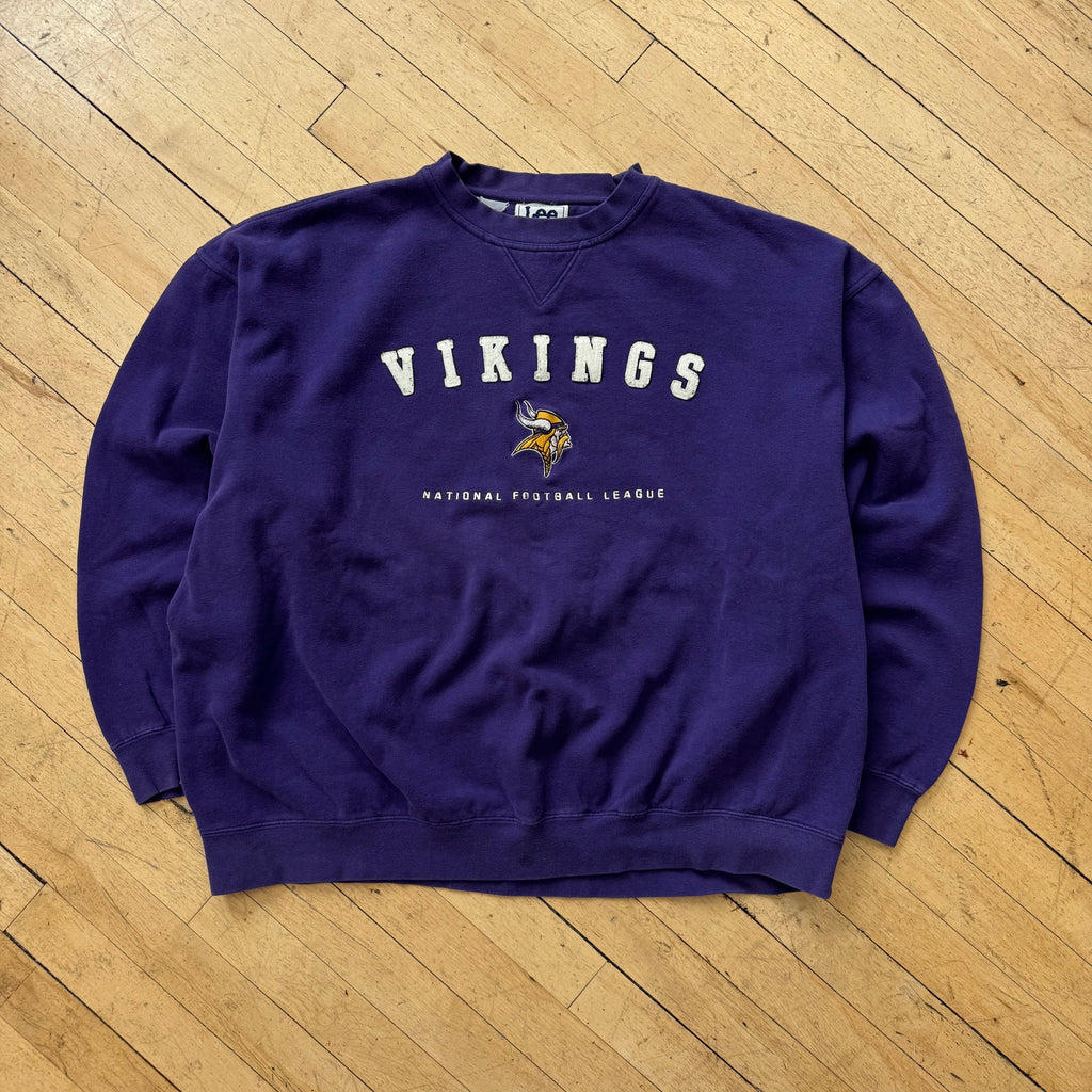 Vintage Lee Sports Vikings SpellOut CrewNeck Sz XL
