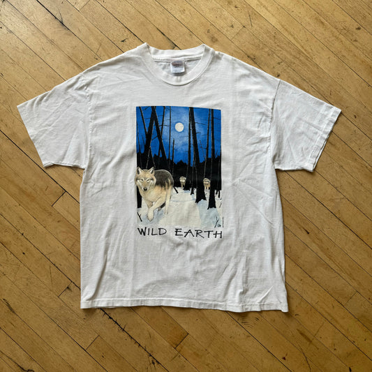 Vintage Wild Earth Wolf T-shirt Sz XL