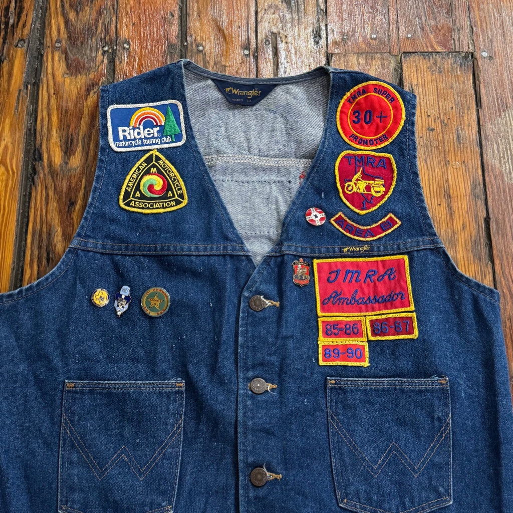Vintage Wrangler Motorcycle Jean Vest Sz M