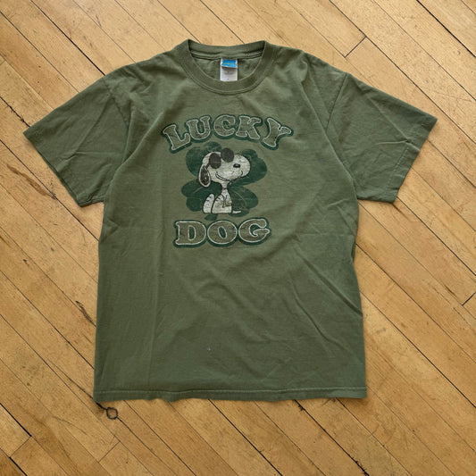 Y2K Lucky Dog Peanuts T-shirt Sz M