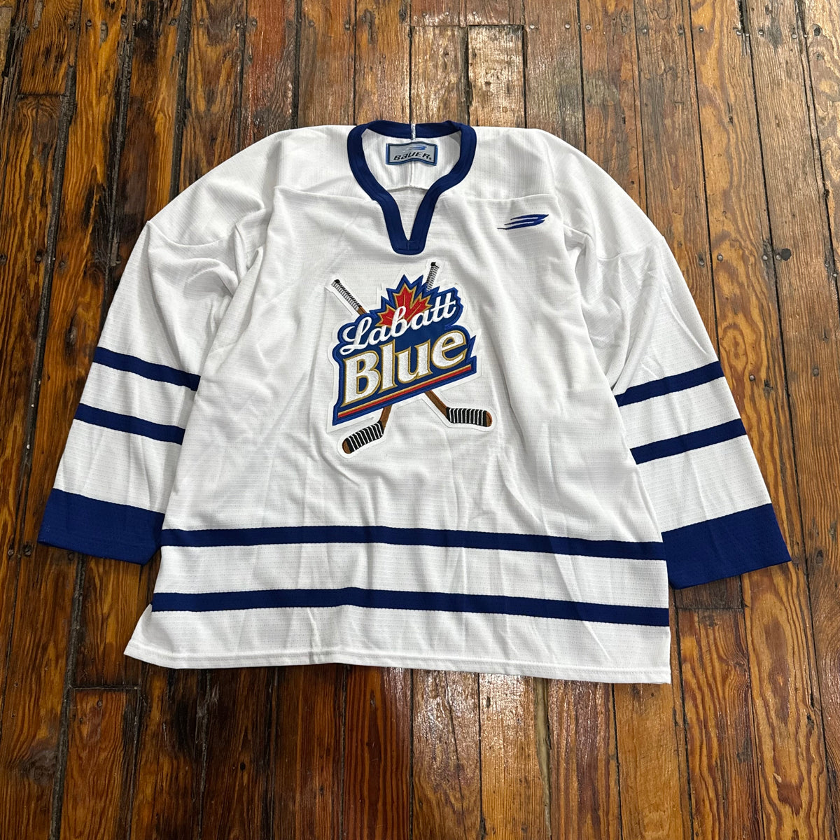 Vintage Bauer Labatt Blue Hockey Jersey Sz XL