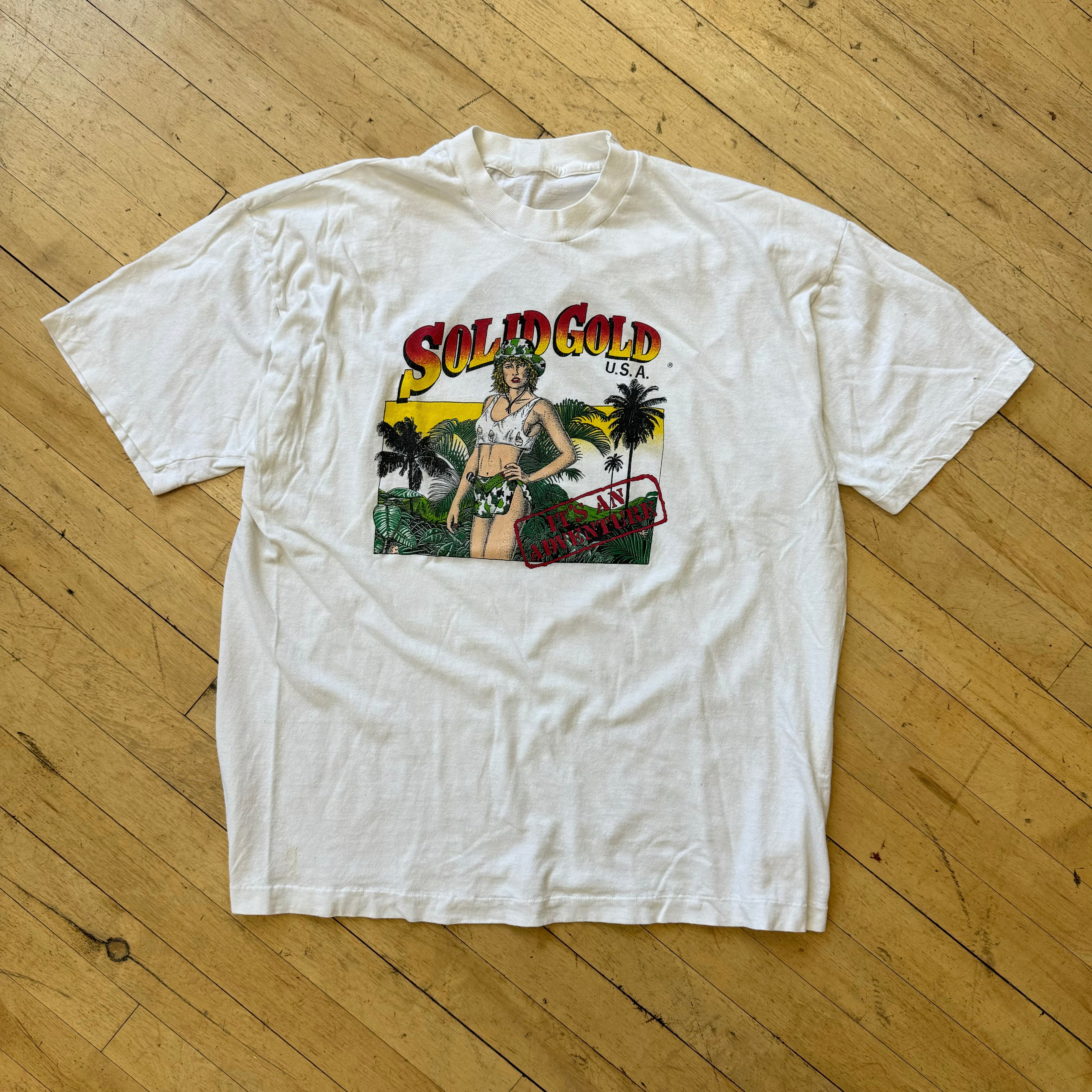 Vintage Thee Doll House Strip Club Solid Gold T-shirt Sz XL