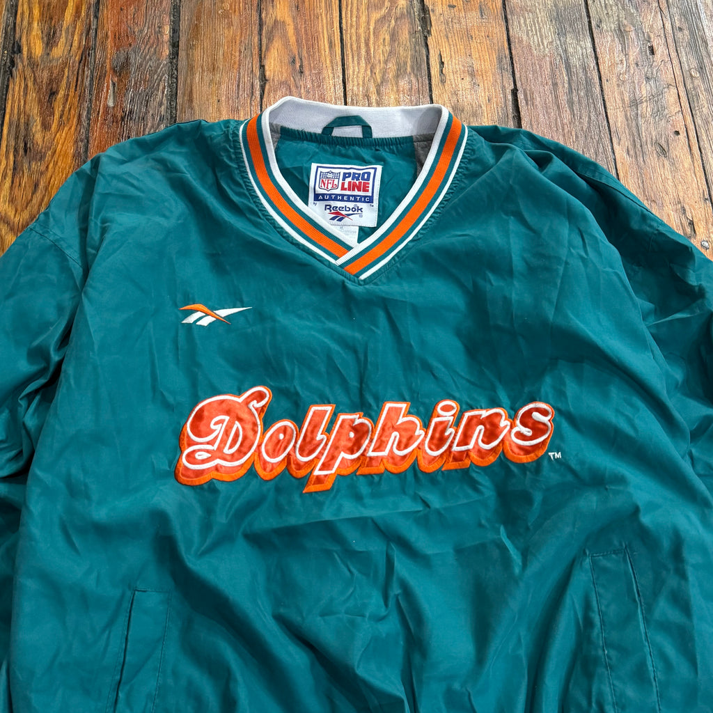 Vintage Reebok Miami Dolphins Pullover Jacket Sz L