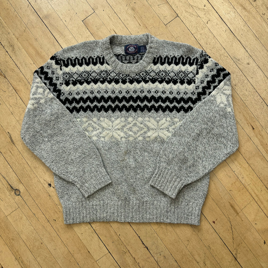 Vintage Aspetuck Patterned Sweater Sz M
