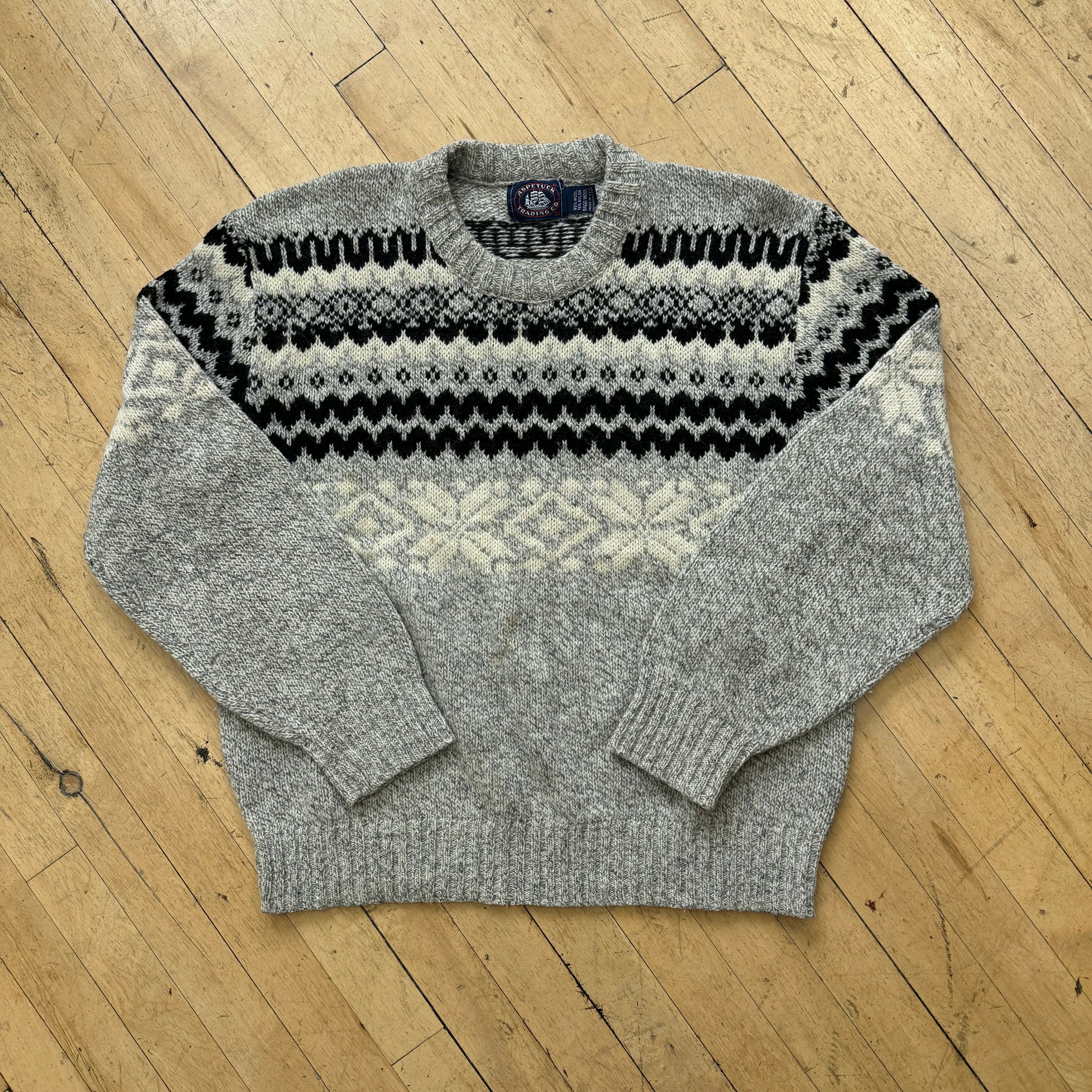 Vintage Aspetuck Patterned Sweater Sz M