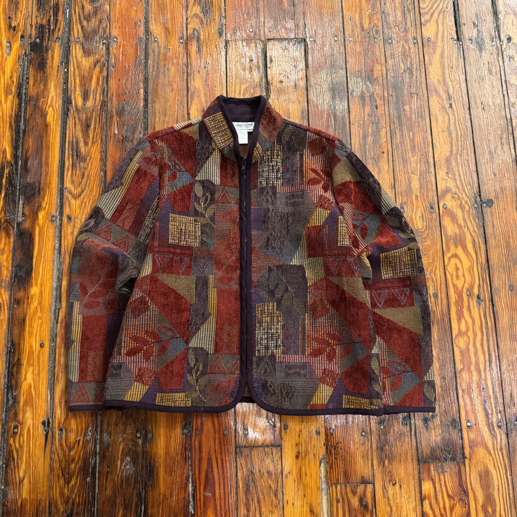 Vintage Patch Work Zip-Up Jacket Sz M