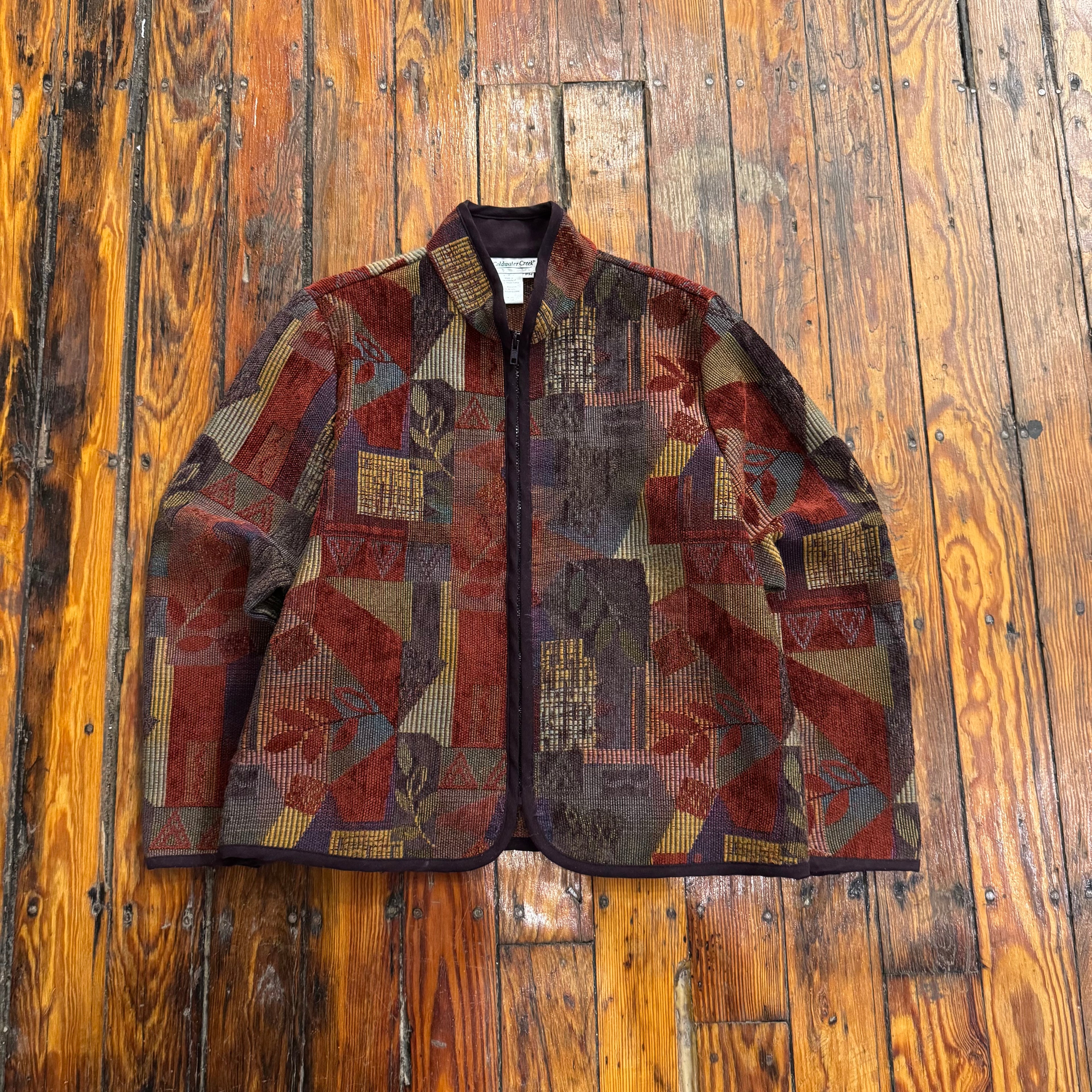 Vintage Patch Work Zip-Up Jacket Sz M