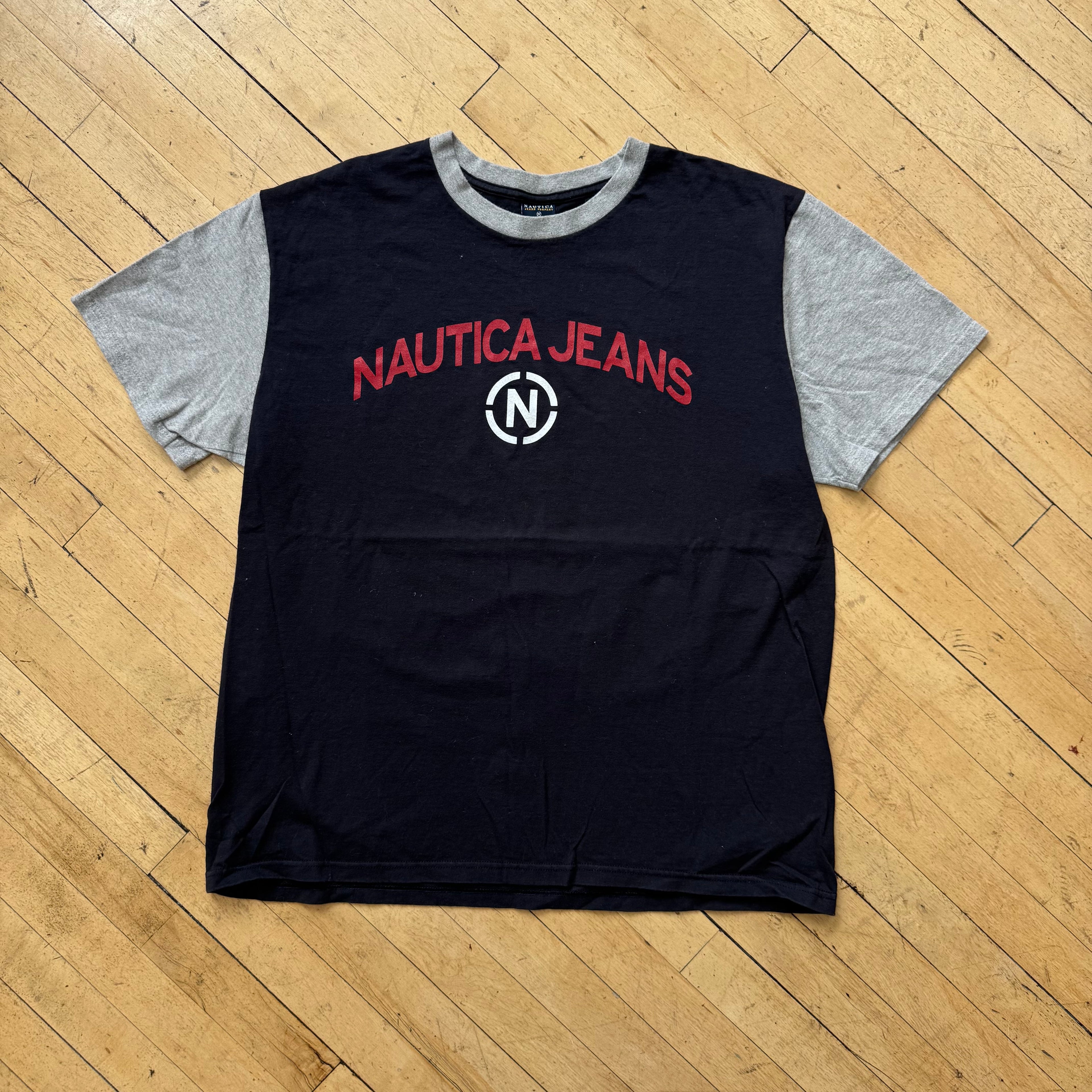 Vintage Nautica Jeans SpellOut T-shirt Sz L