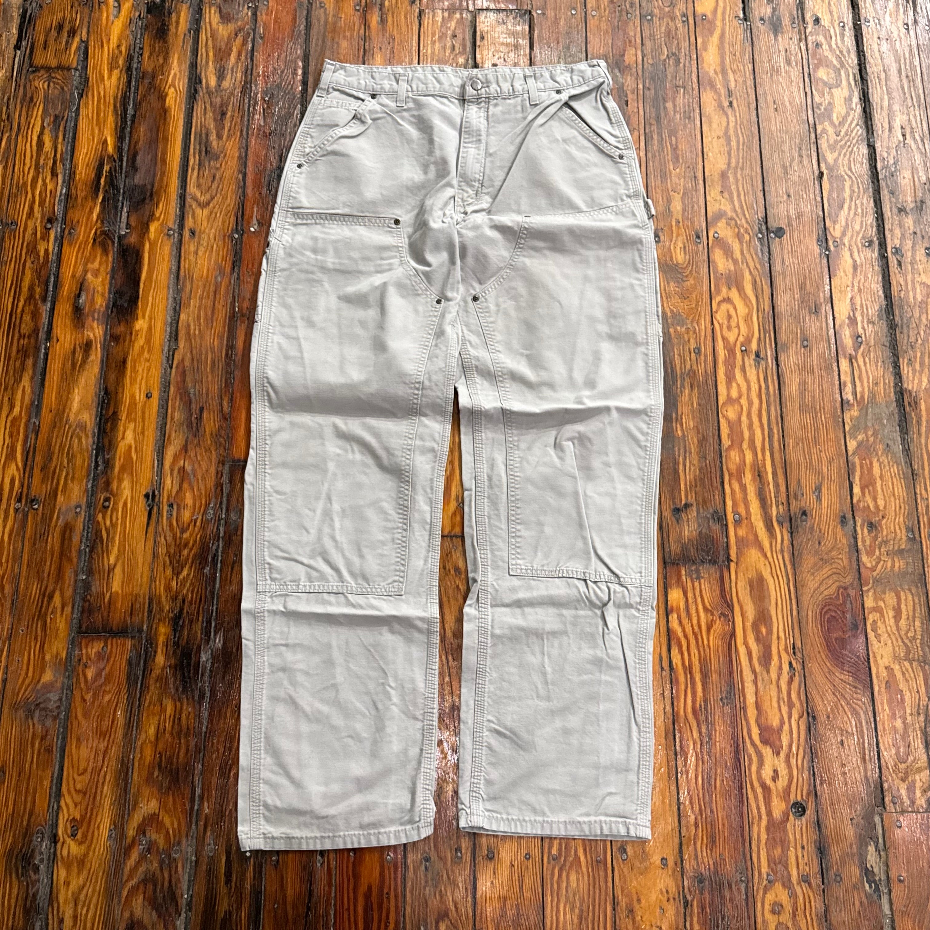 Vintage Carhartt Double Knee Khaki Pants Sz 34x36