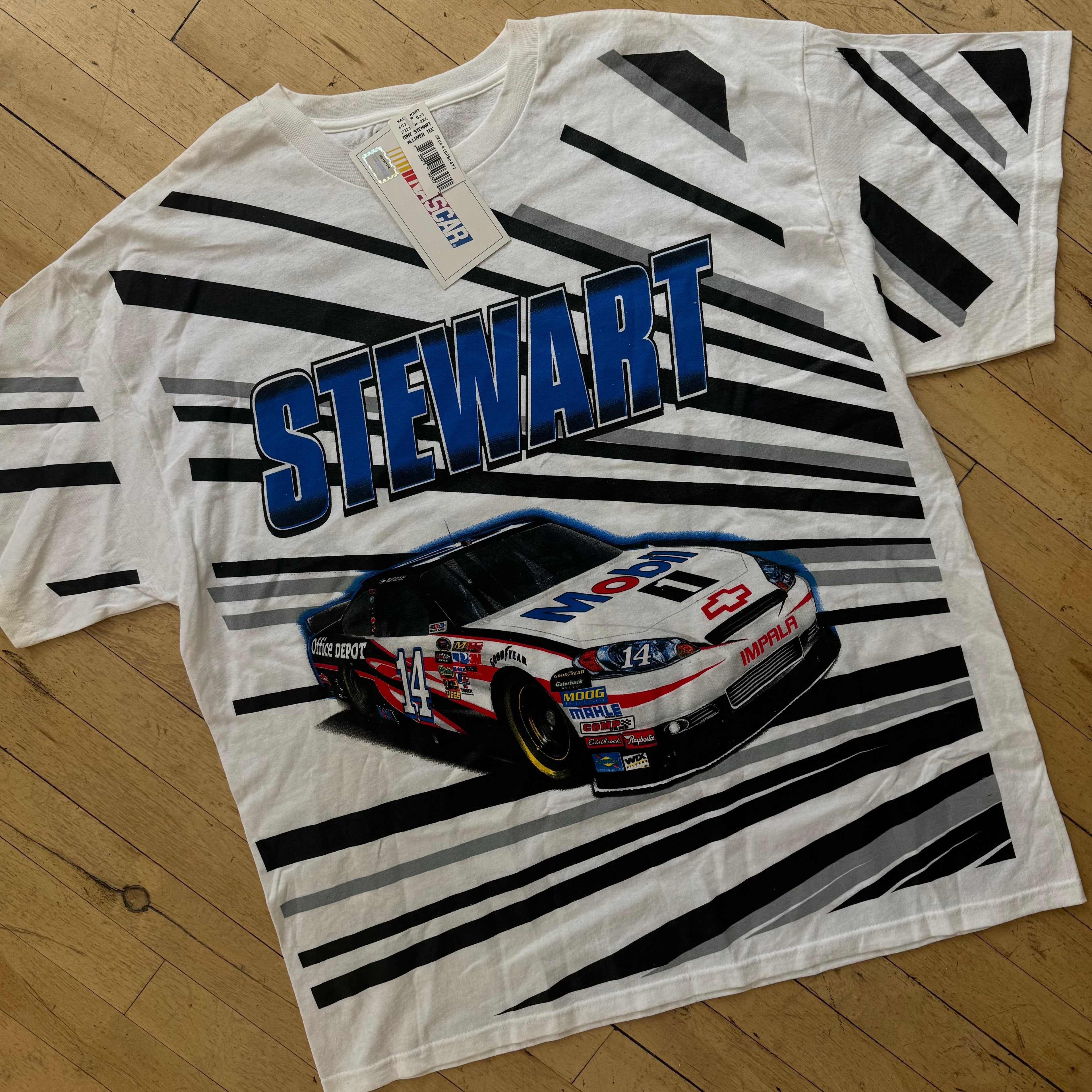 Y2K Tony Steuart Nascar AOP T-shirt Sz XL