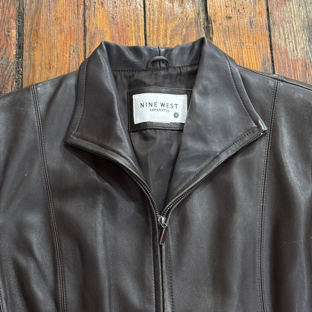 Vintage Nine West Brown Leather Jacket Sz M