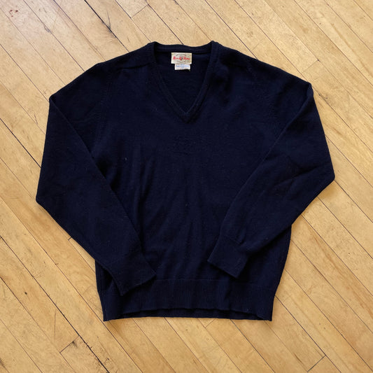 80s Lambswool Navy Sweater Sz M