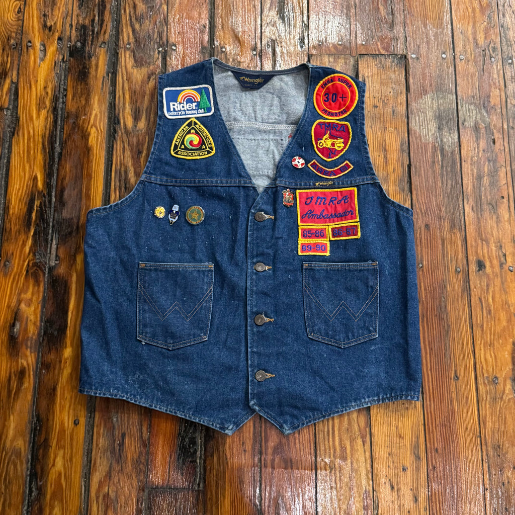 Vintage Wrangler Motorcycle Jean Vest Sz M