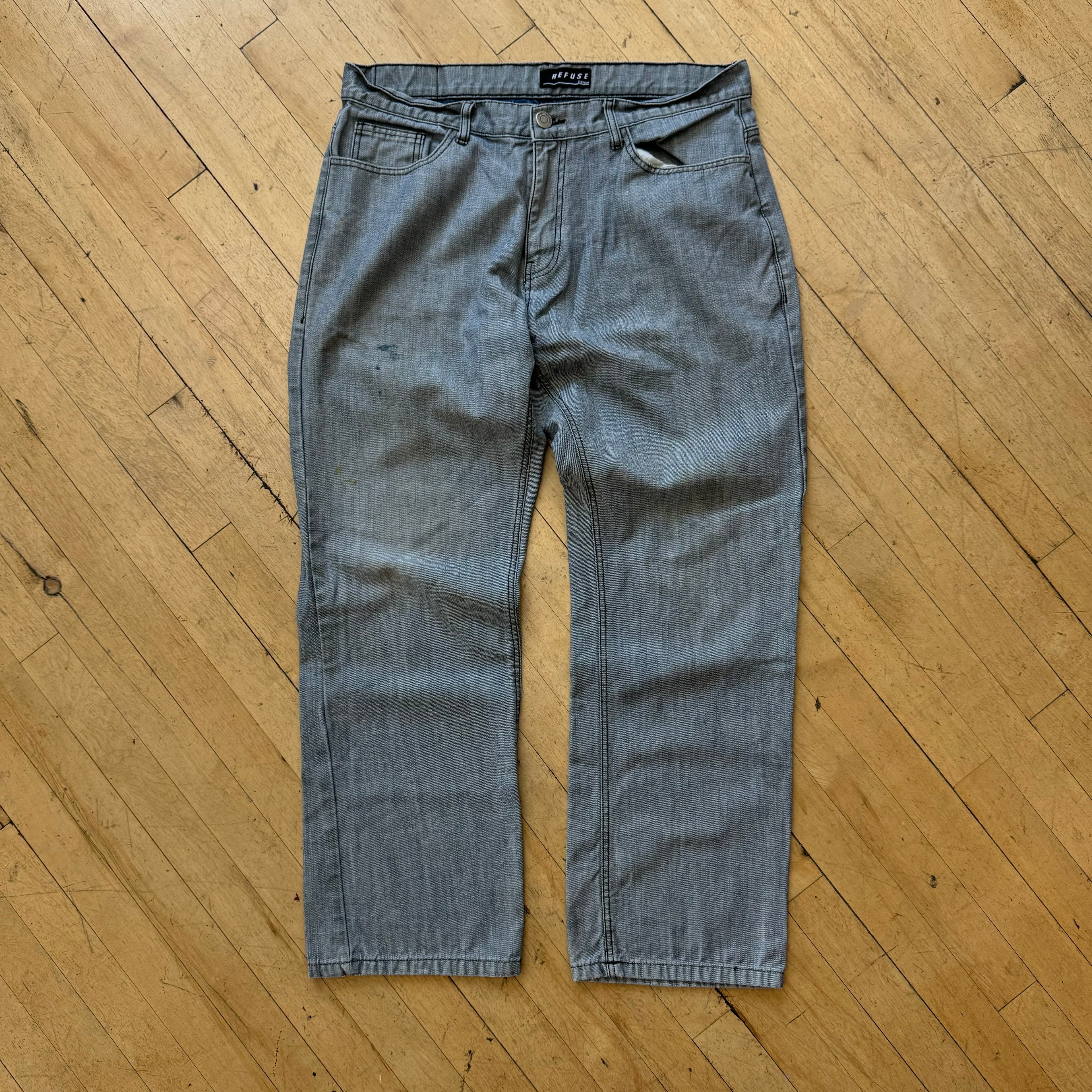 Y2K Baggy Chain Refuse Denim Jeans Sz 38