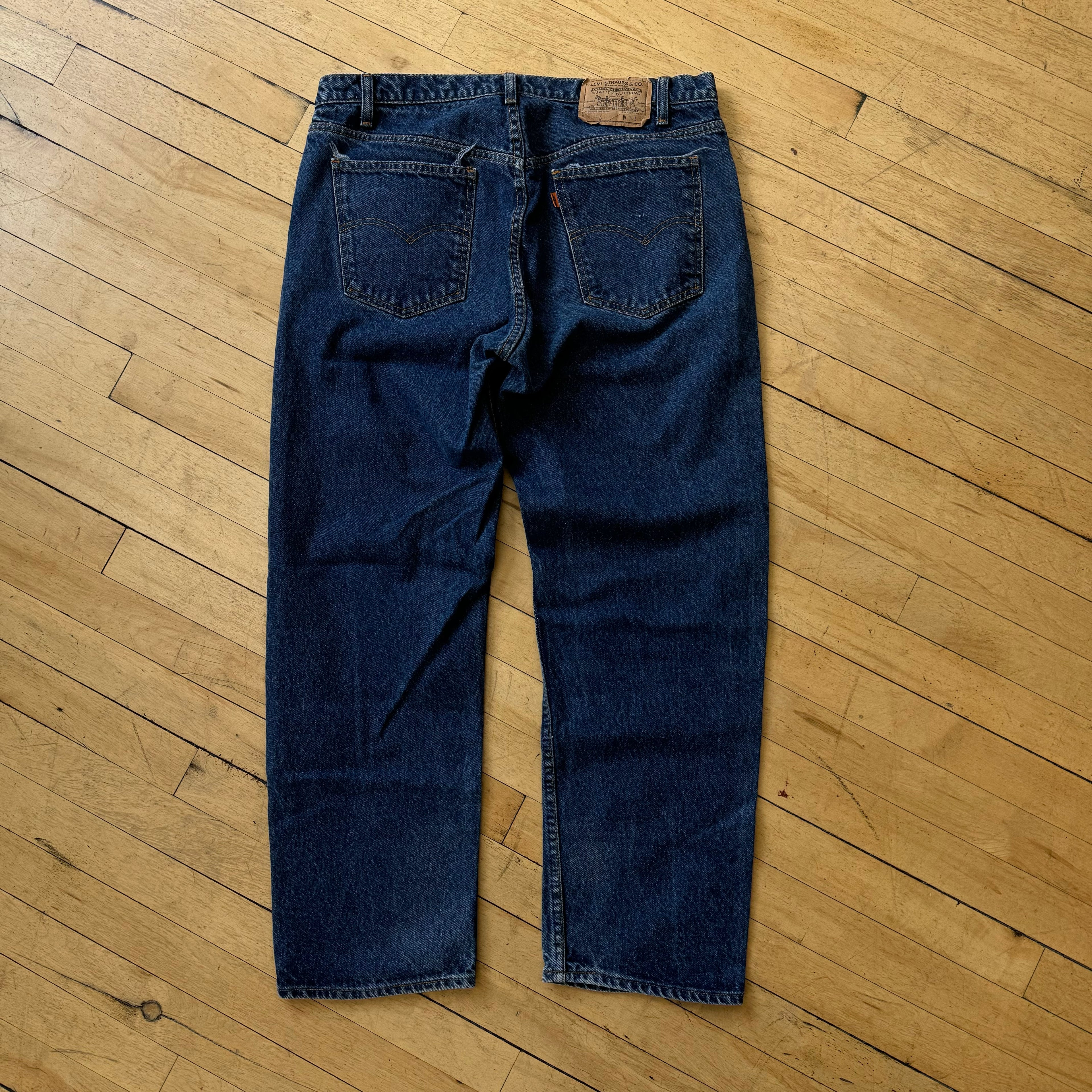 Vintage Orange Tab Levi Dark Wash Jeans Sz 34x32