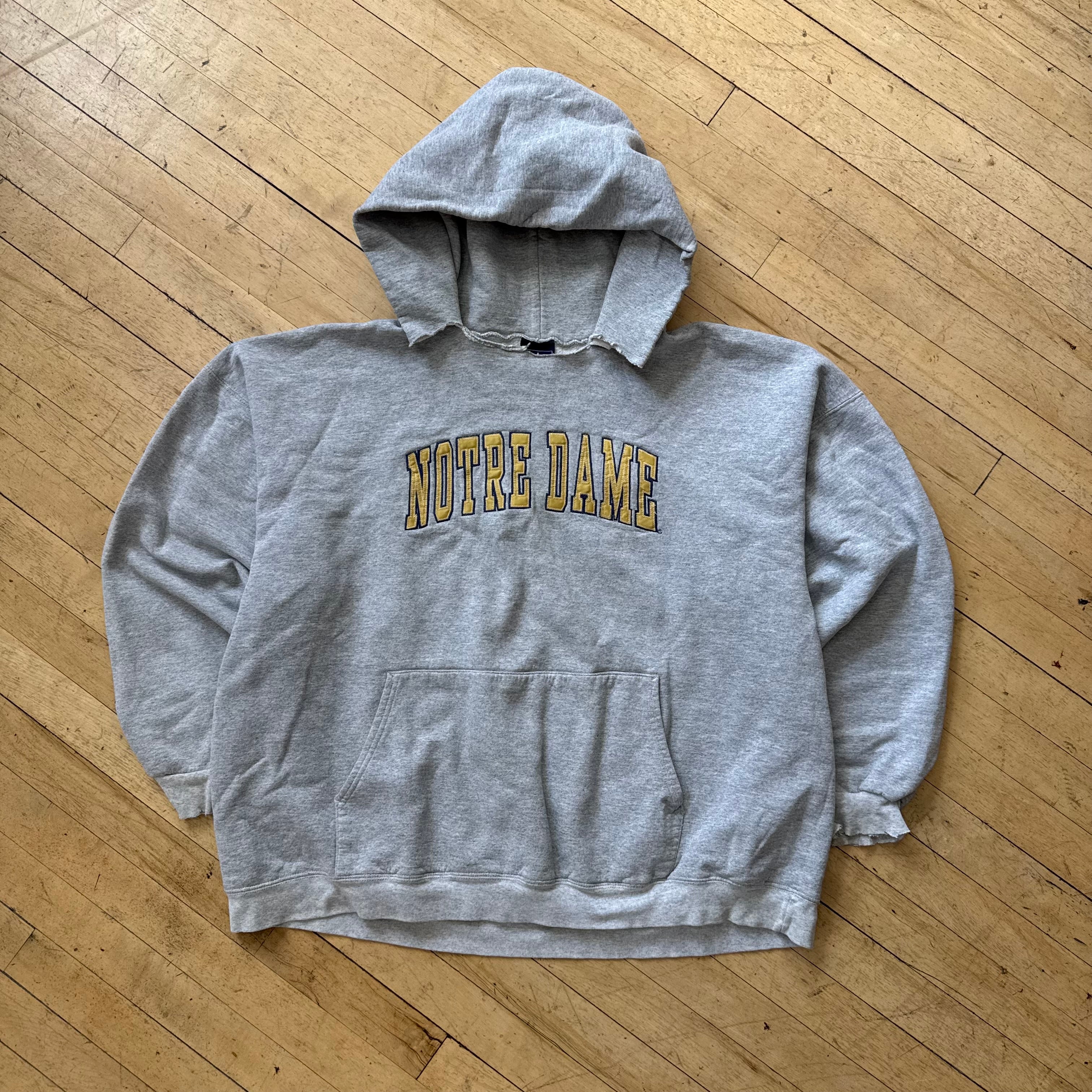 Vintage Notre Dame SpellOut Hoodie Sz XL