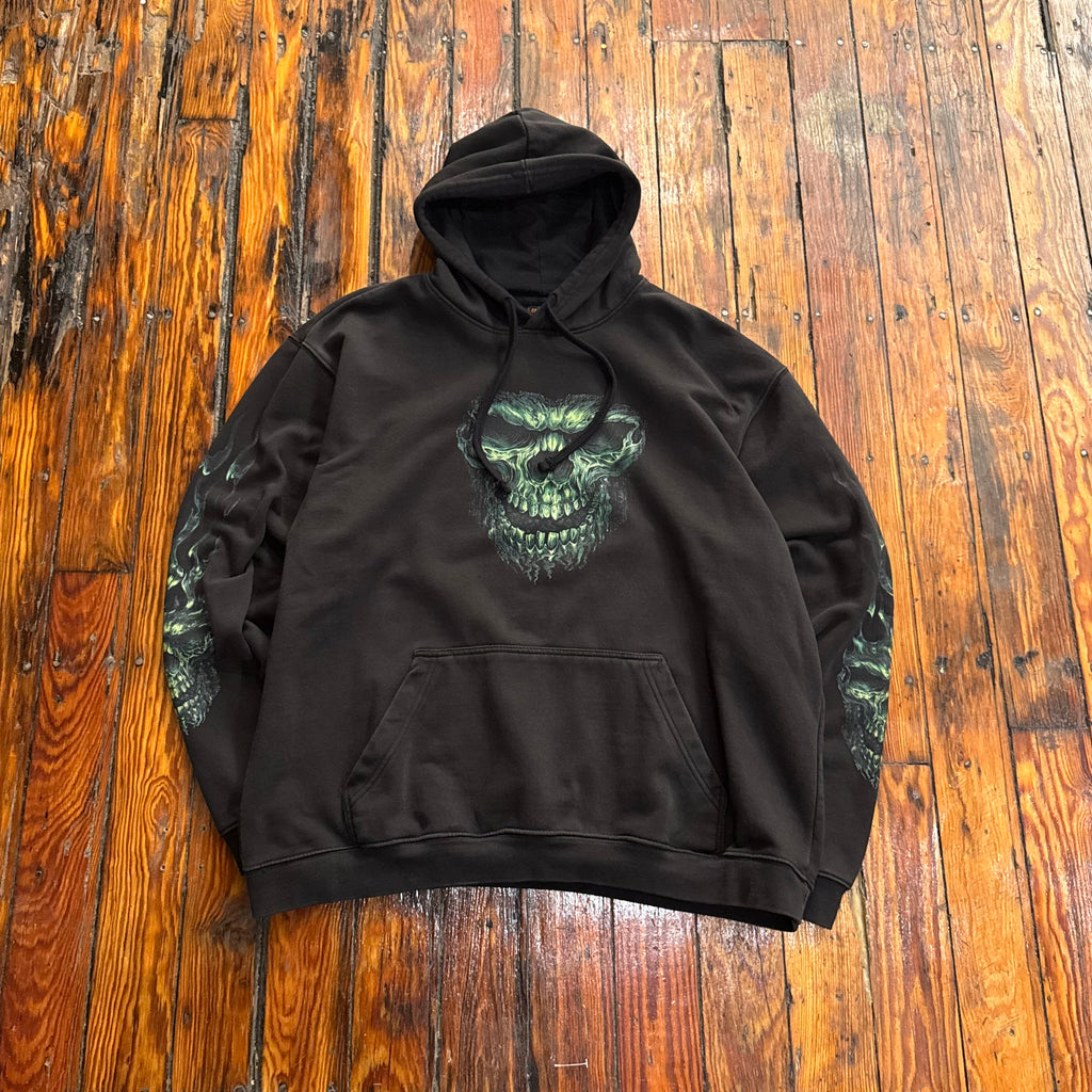 Y2K Hot Leathers Skull Hoodie Sz XL
