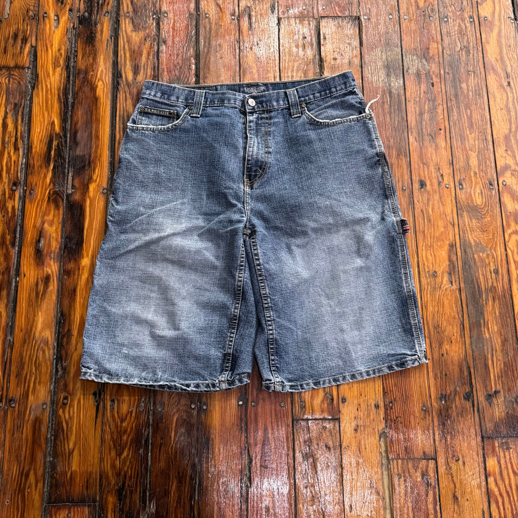 Y2K US Polo Assn Embroidered Denim Jean Shorts Sz 34