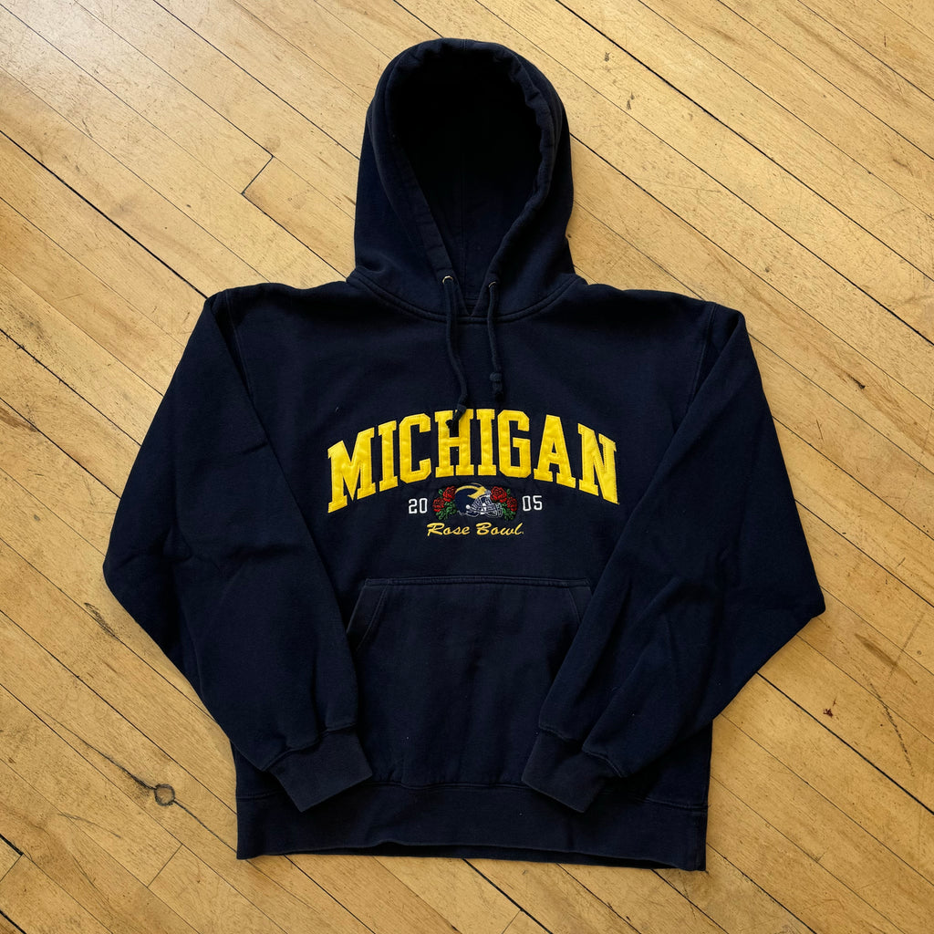 Vintage Michigan Rose Bowl SpellOut Hoodie Sz L