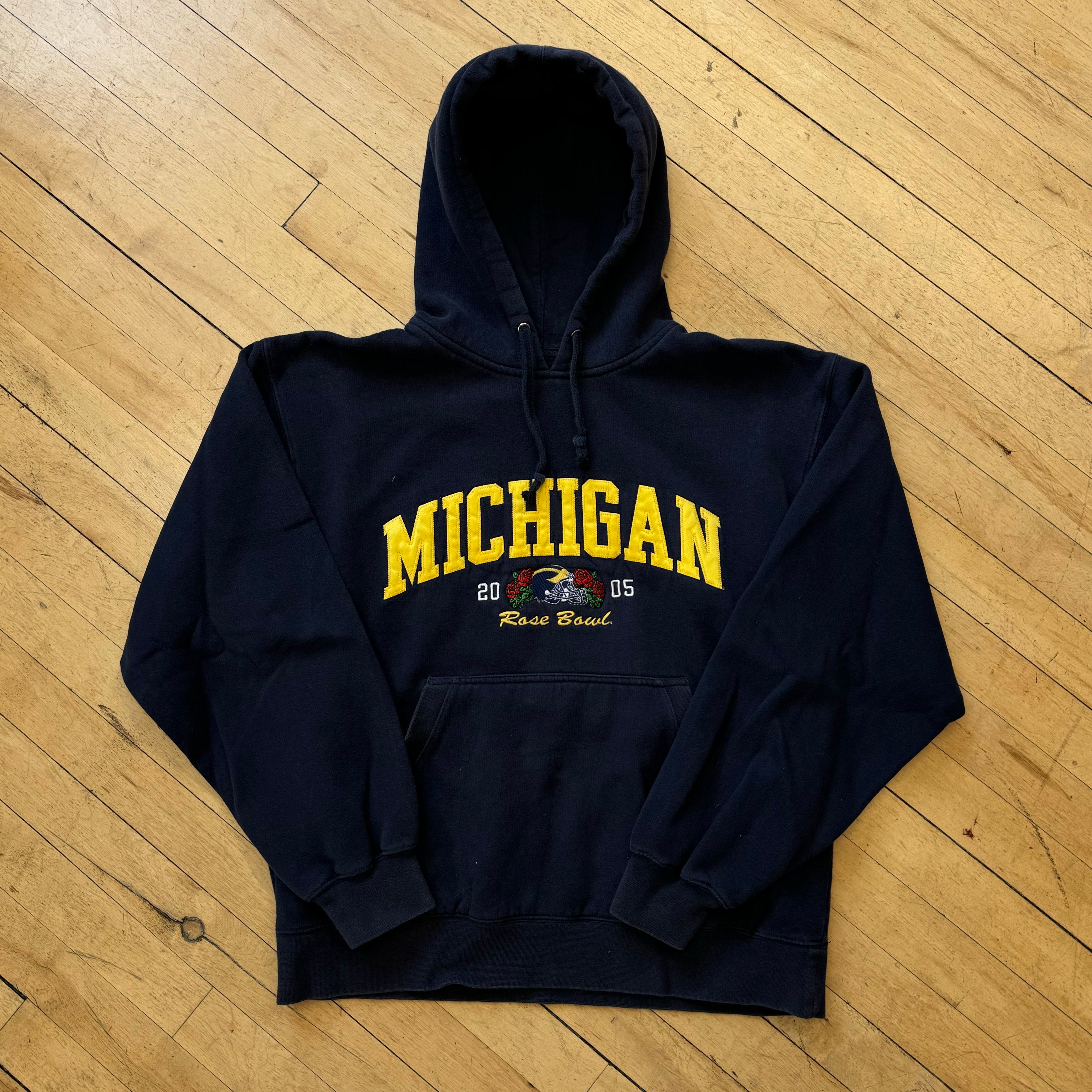 Vintage Michigan Rose Bowl SpellOut Hoodie Sz L