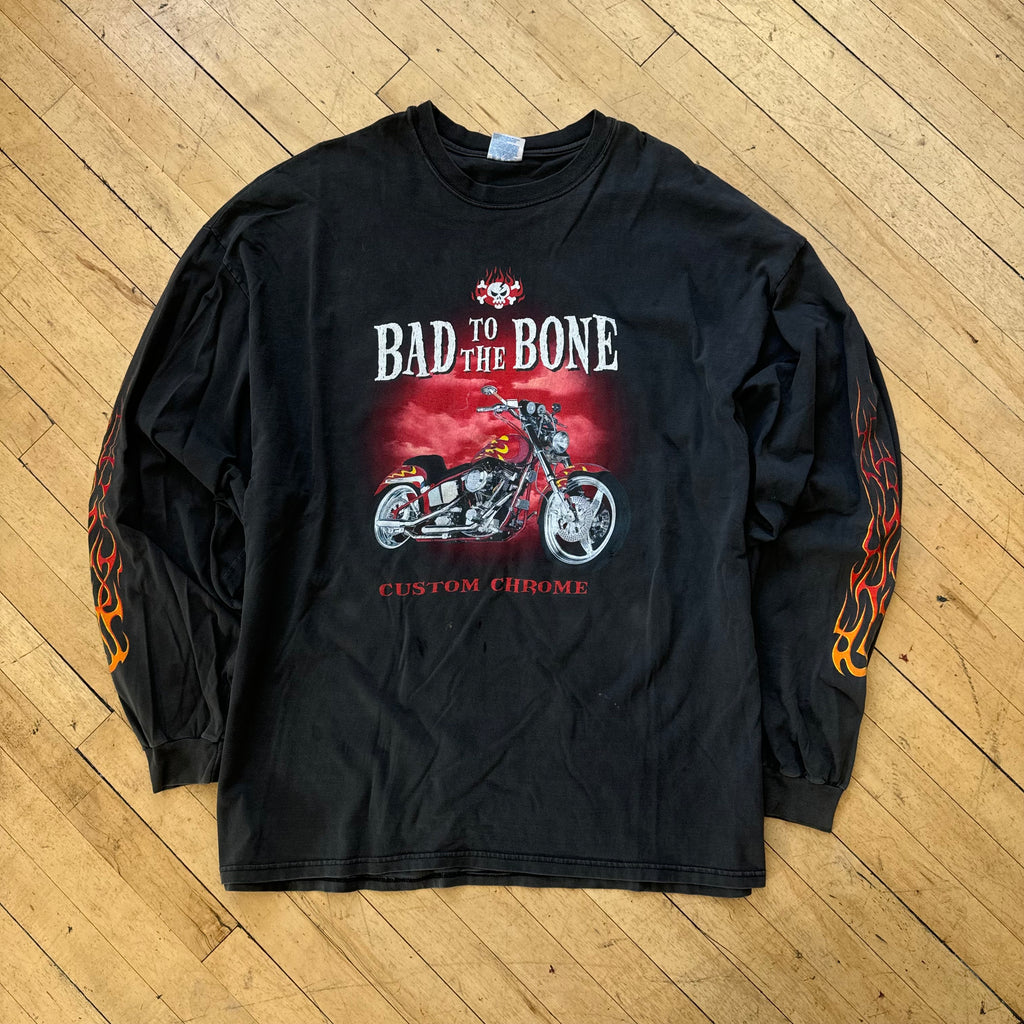 Vintage Bad To the Bone Flame T-shirt Sz XXXL
