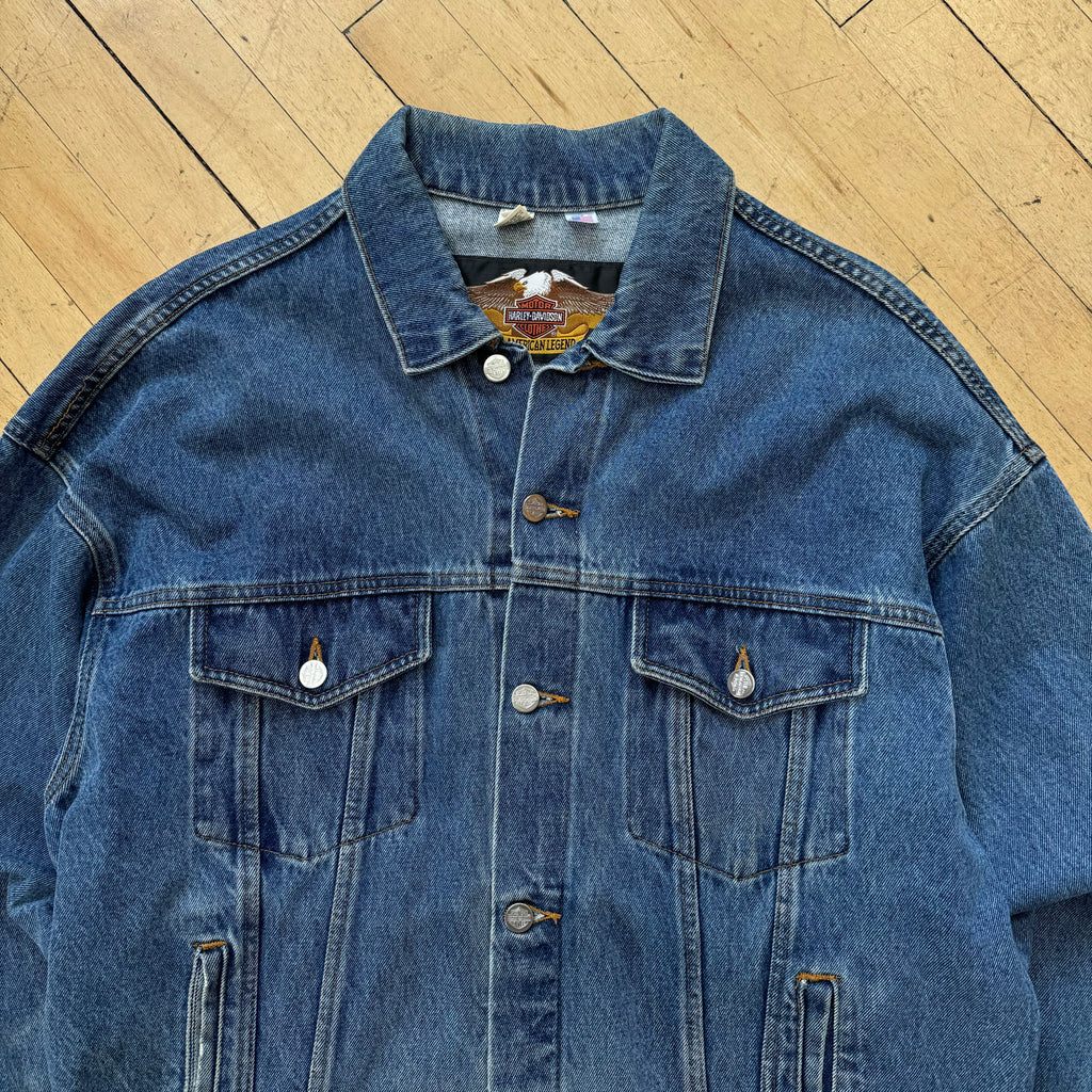 Vintage Harley Davidson Live to ride Jean Jacket Sz L