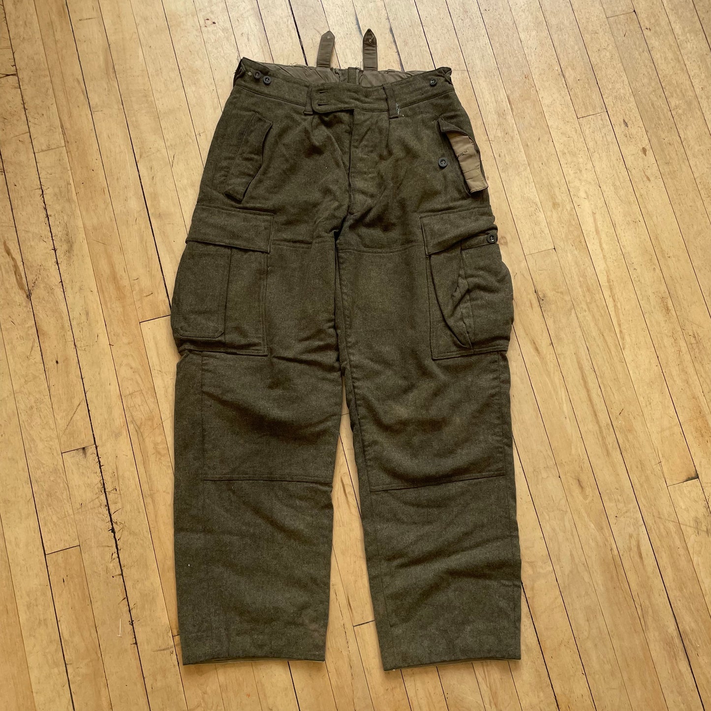 1960s Wool Military Olive Cargo Pants Sz 32x32