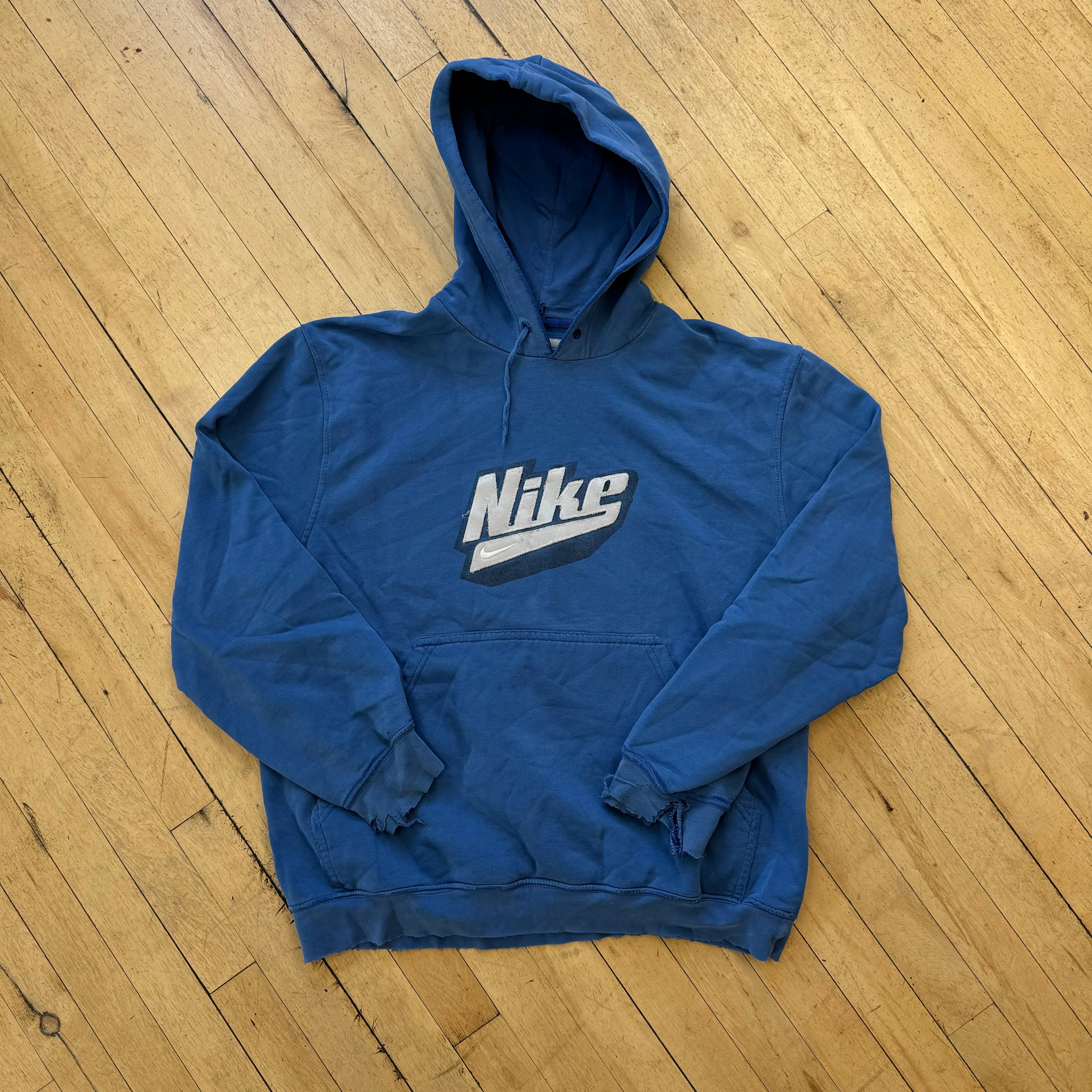 Vintage Thrashed Nike SpellOut Hoodie Sz L
