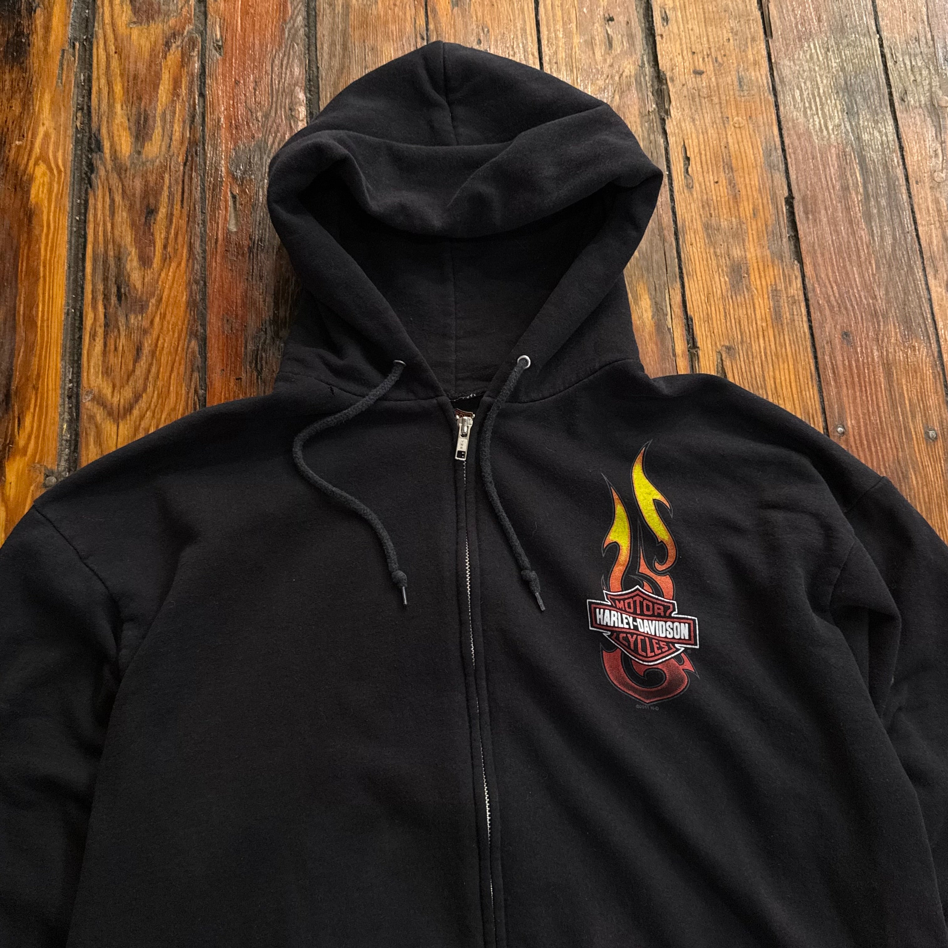 Y2K Harley Davidson Flame Zip-Up Jacket Sz L